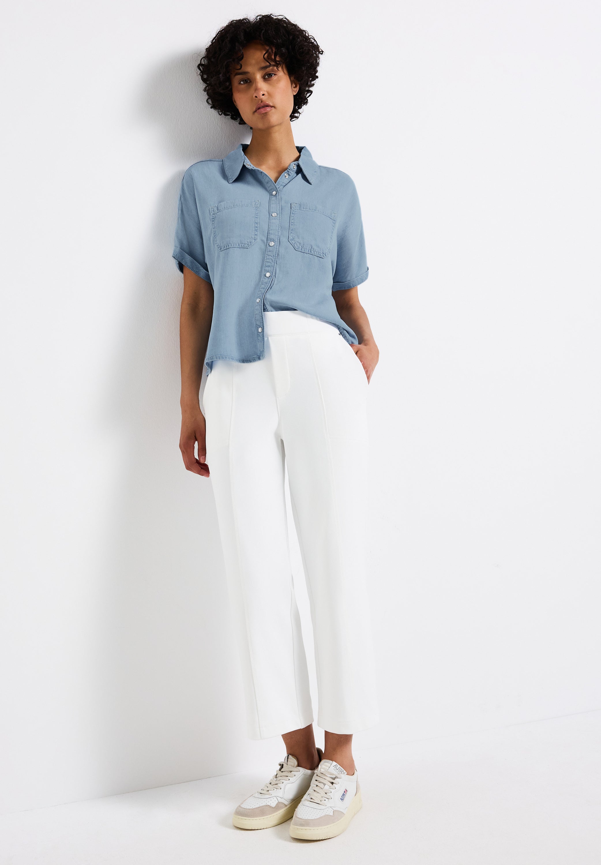 Street One Jeansbluse Damen lässiger Schnitt Kurzarm