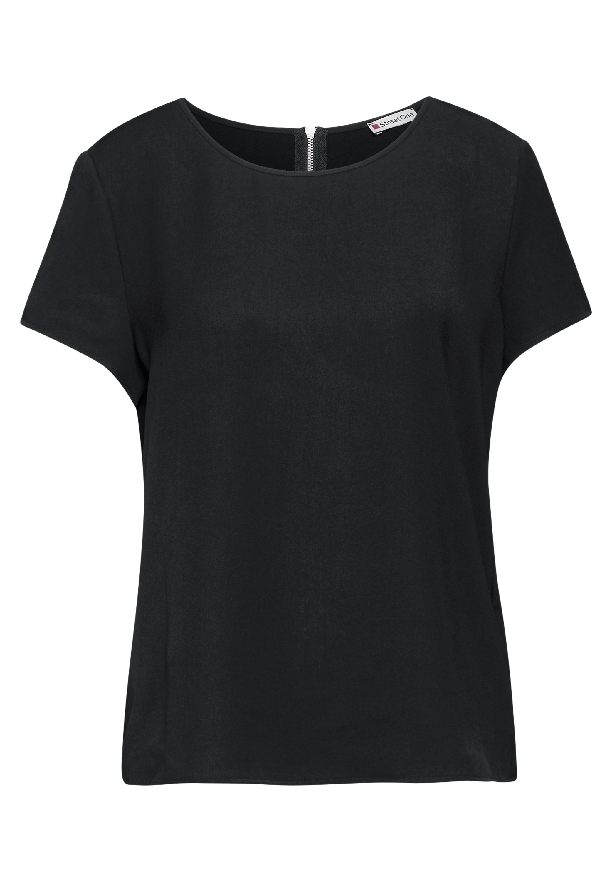 Street One Damen T-Shirt Sommerlich Leicht Rundhalsausschnitt Reißverschluss