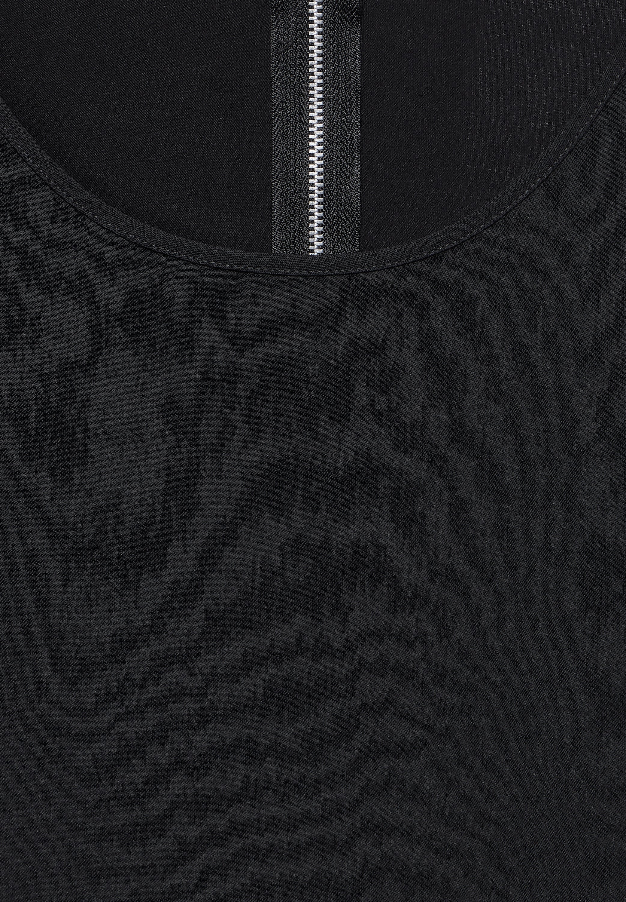 Street One Damen T-Shirt Sommerlich Leicht Rundhalsausschnitt Reißverschluss