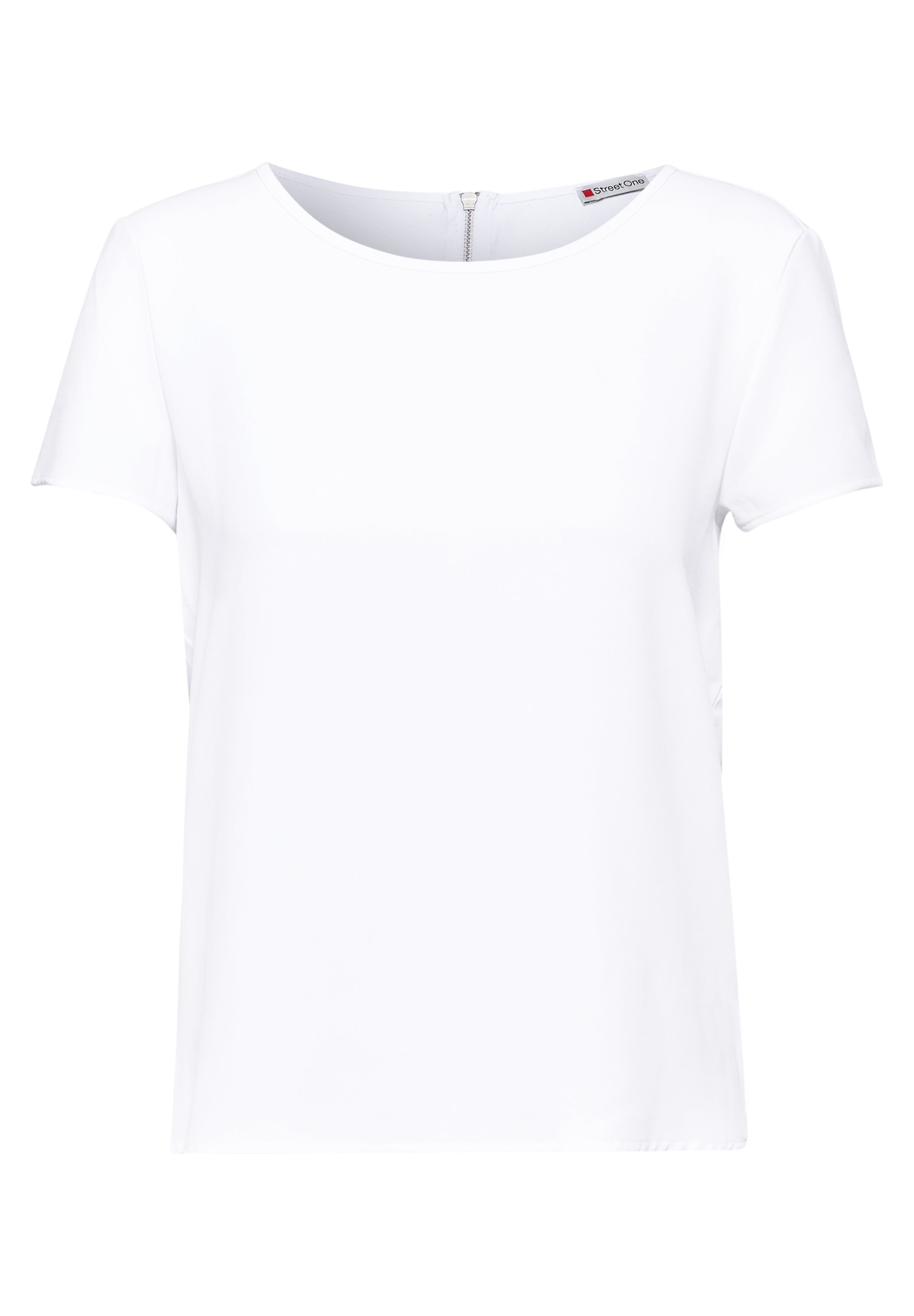 Street One Damen T-Shirt Sommerlich Leicht Rundhalsausschnitt Reißverschluss