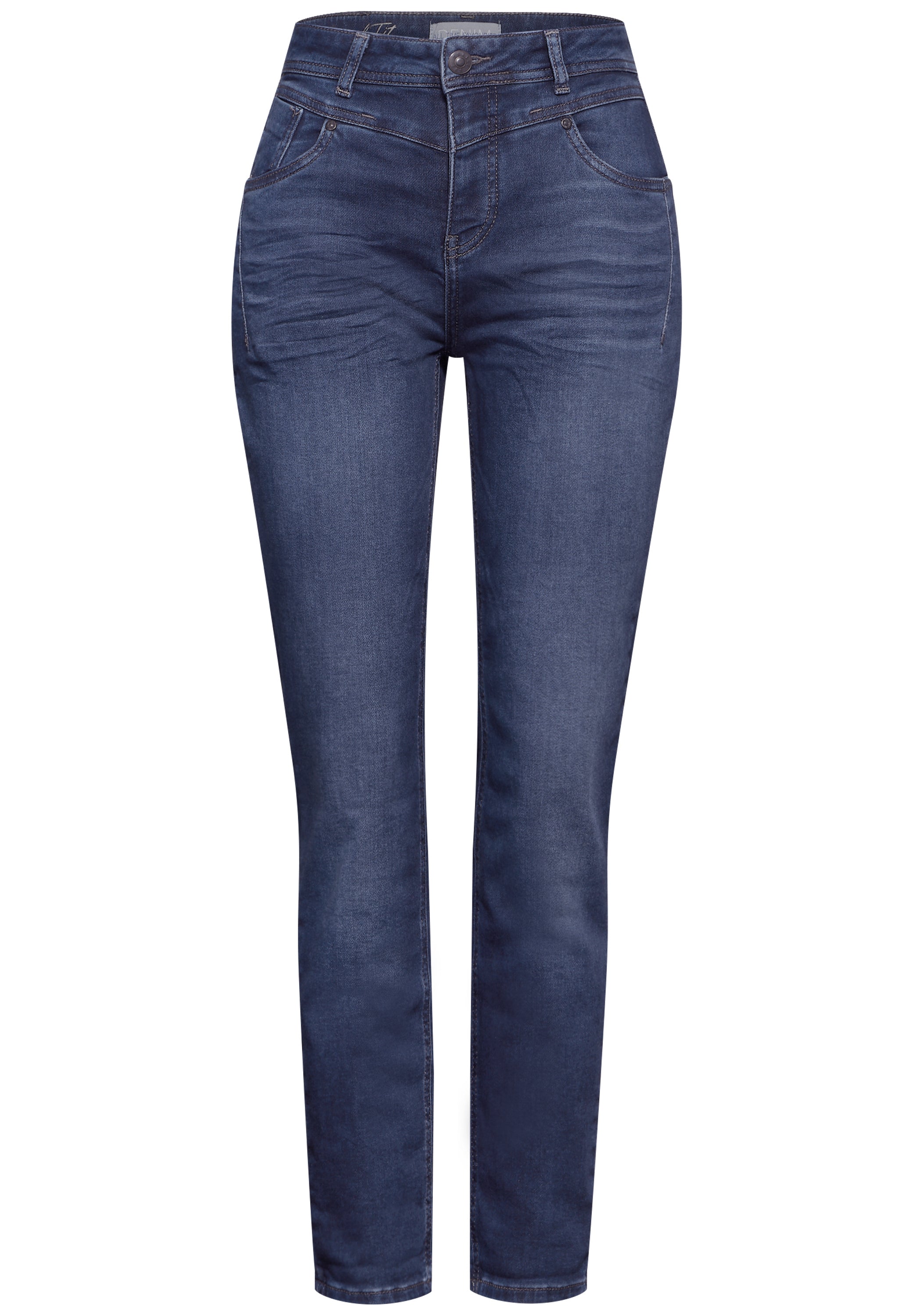 Street One Mom-Jeans Damen High Waist Slim Leg Blau