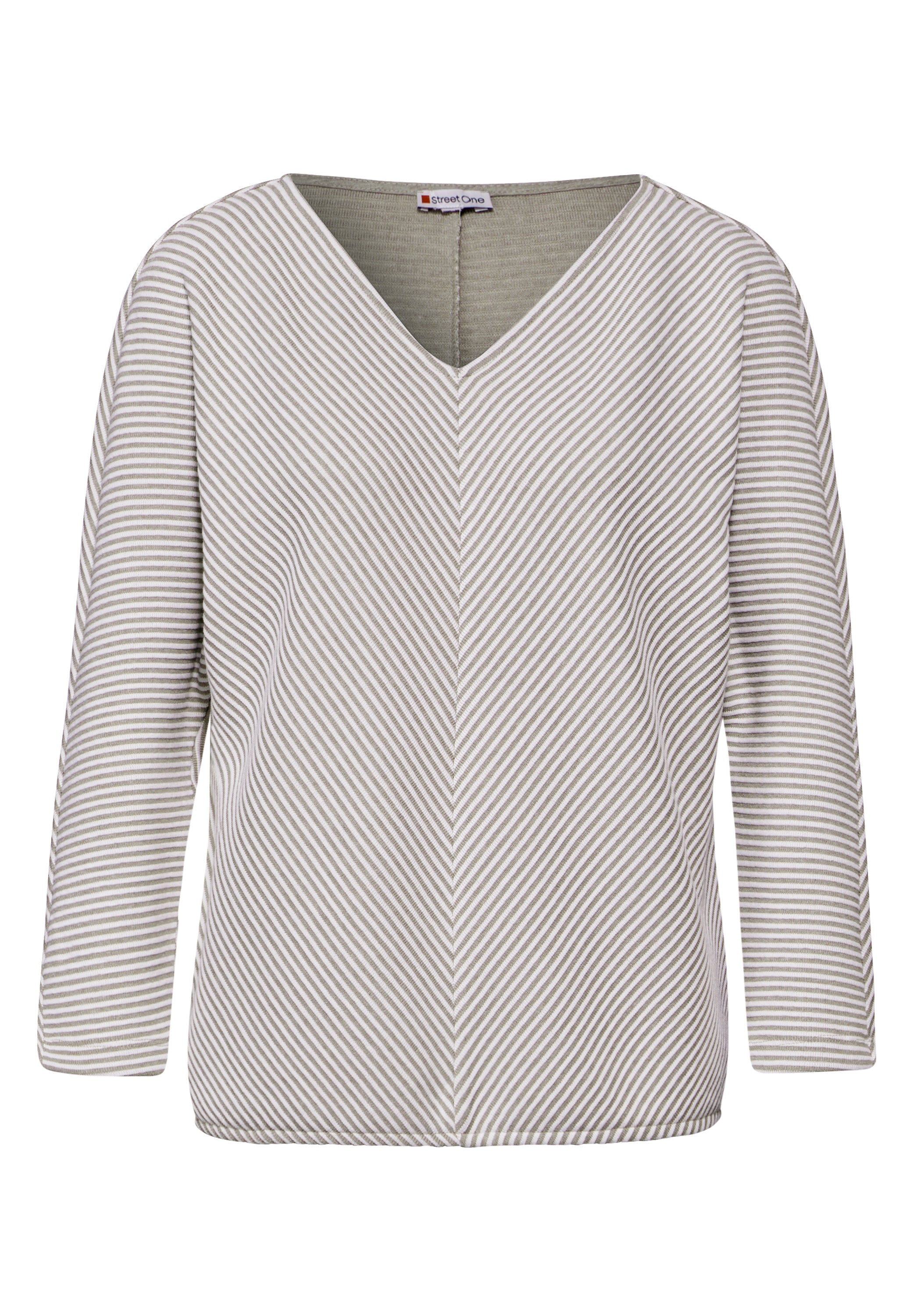 Street One Damen Shirt 3/4-Arm mit diagonalem Strukturmuster
