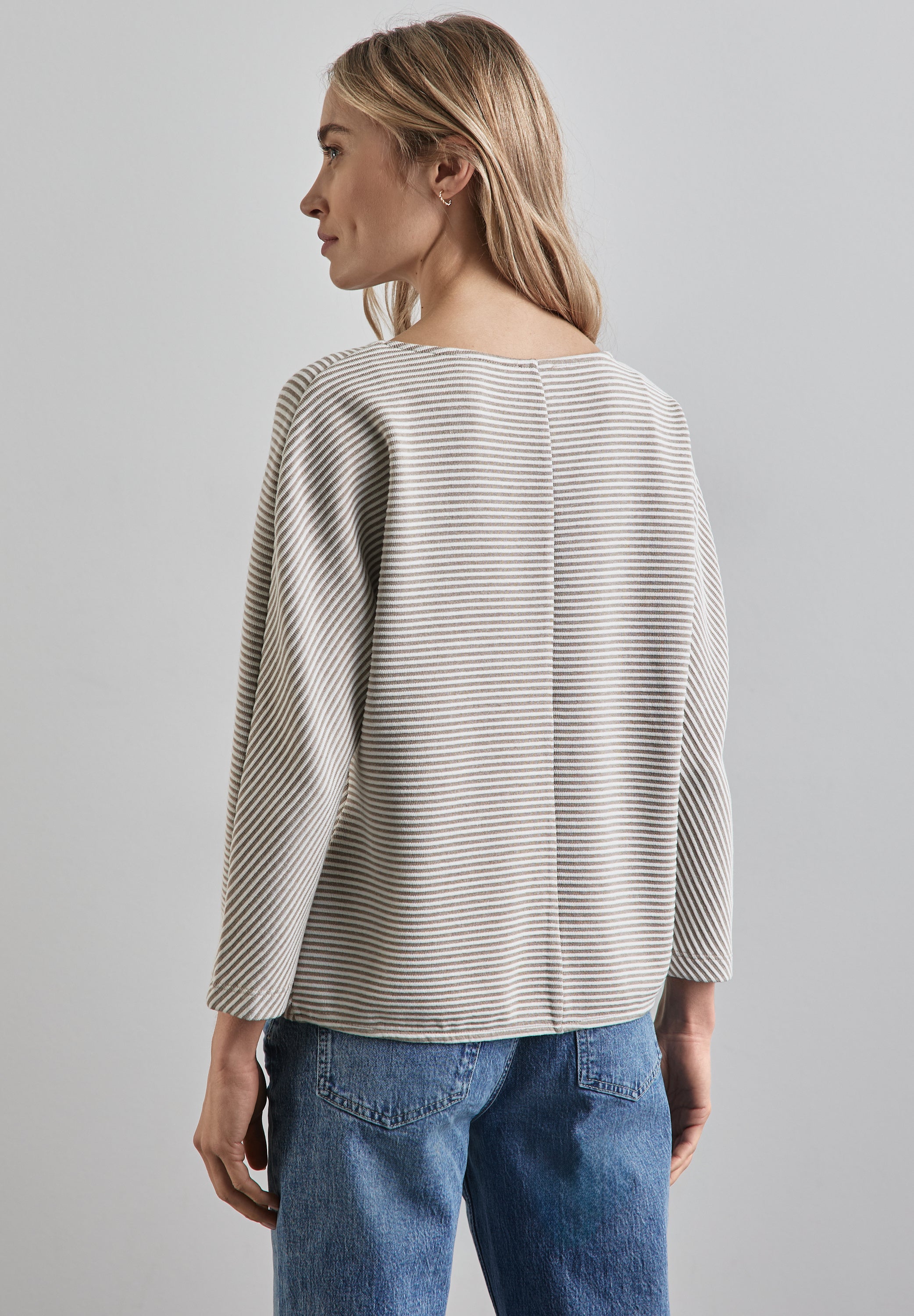 Street One Damen Shirt 3/4-Arm mit diagonalem Strukturmuster