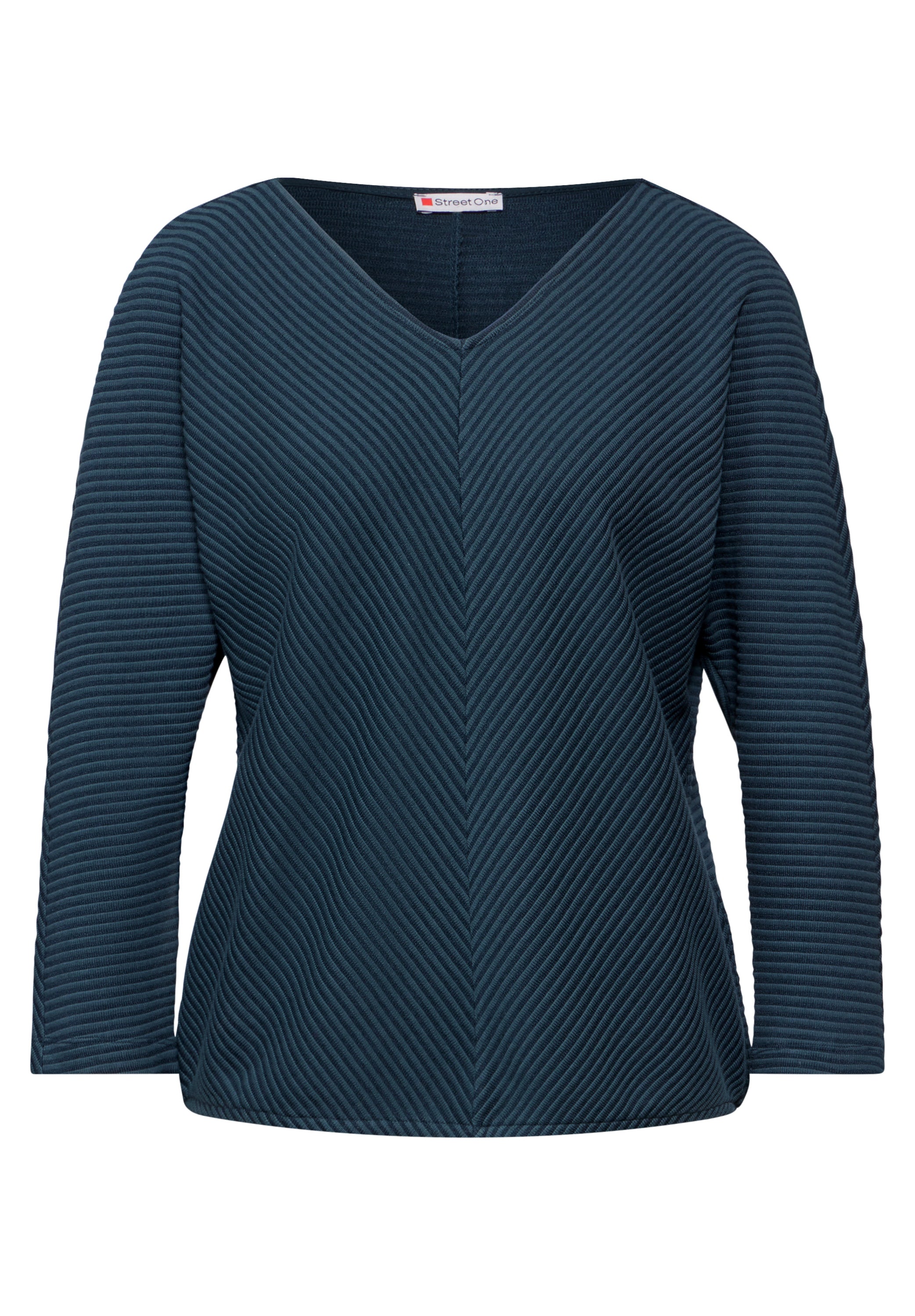 Street One Damen Shirt 3/4-Arm mit diagonalem Strukturmuster