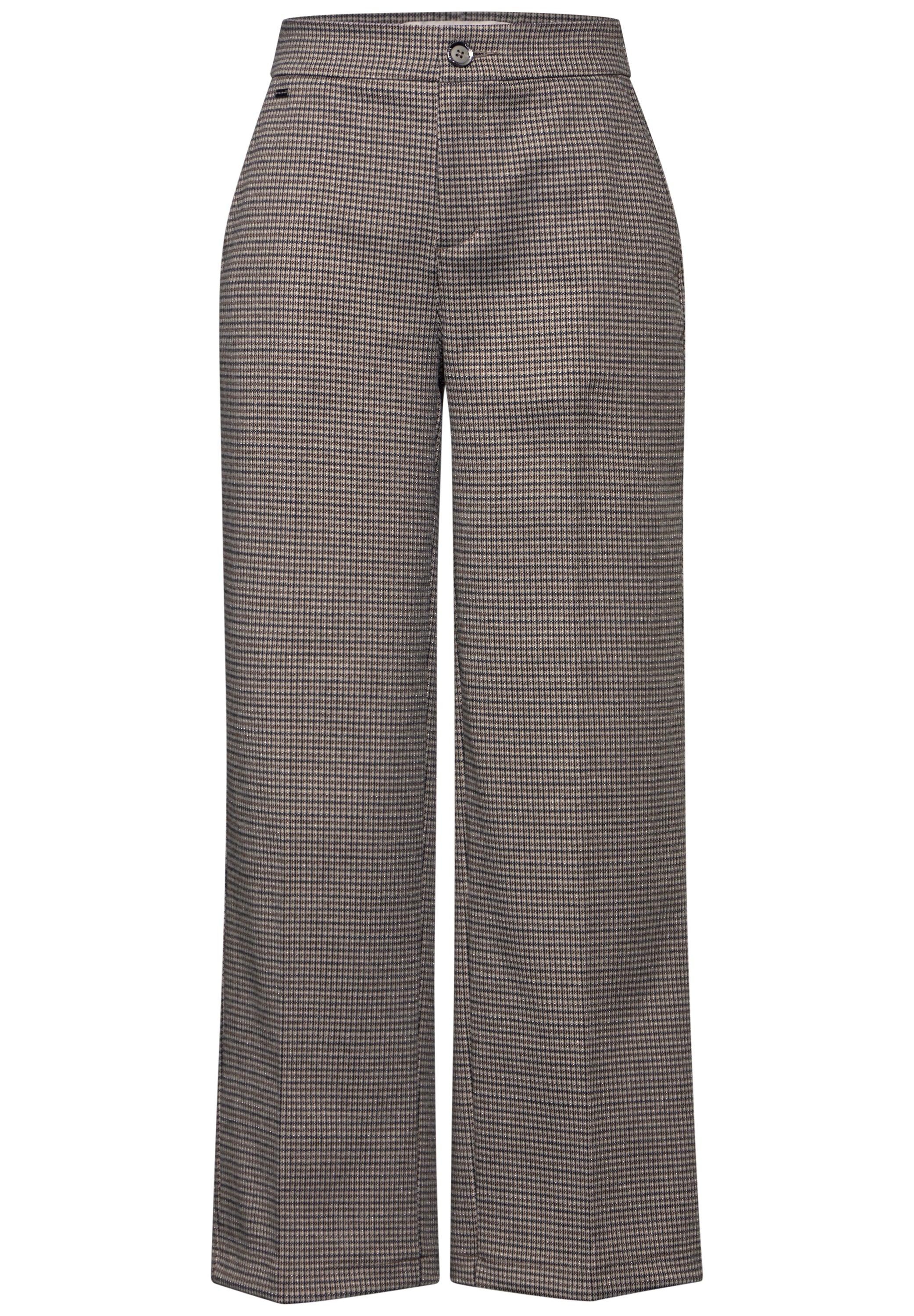 Street One karierte Wide Leg Hose Damen High Waist glitzerndes Karomuster