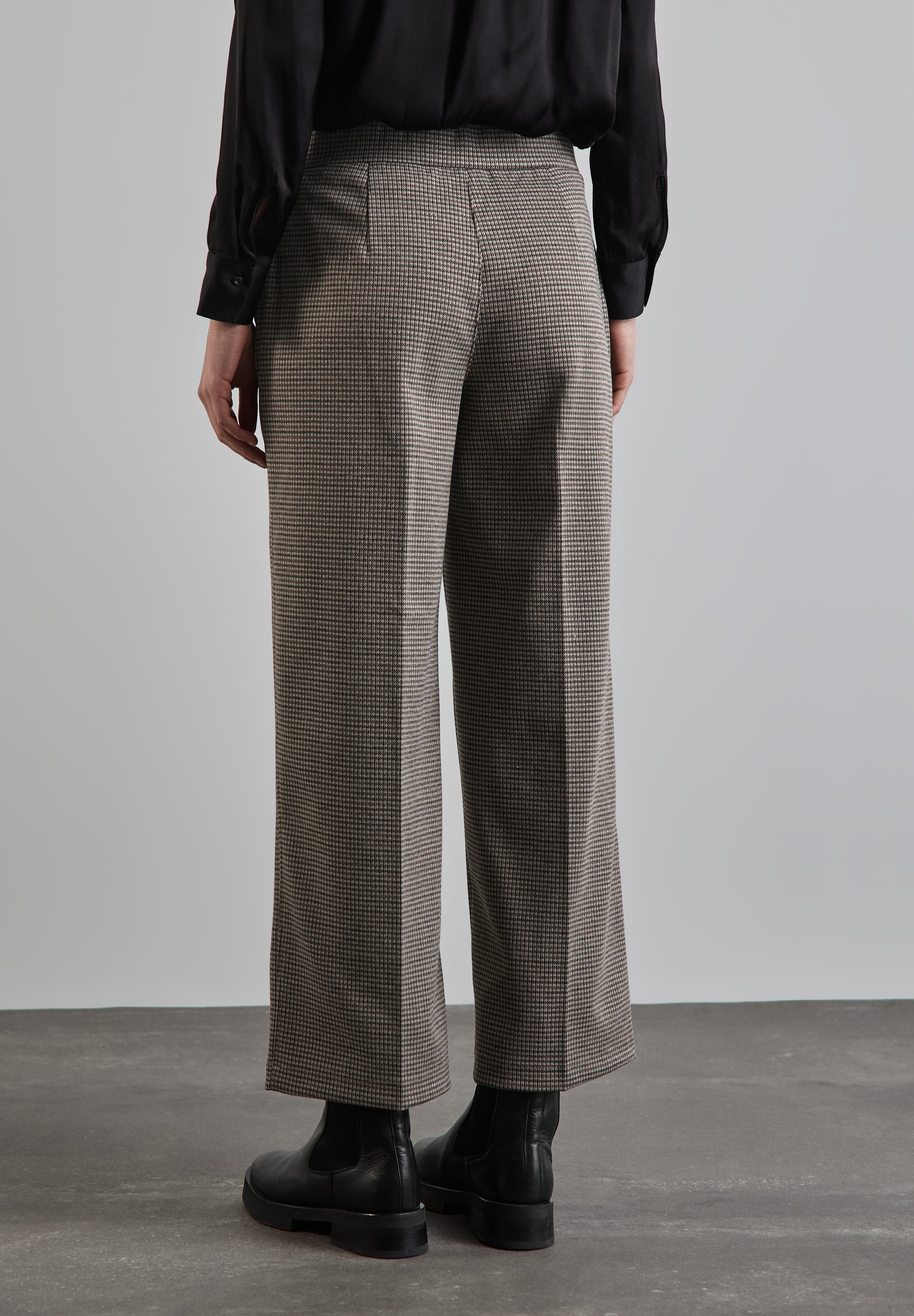 Street One karierte Wide Leg Hose Damen High Waist glitzerndes Karomuster