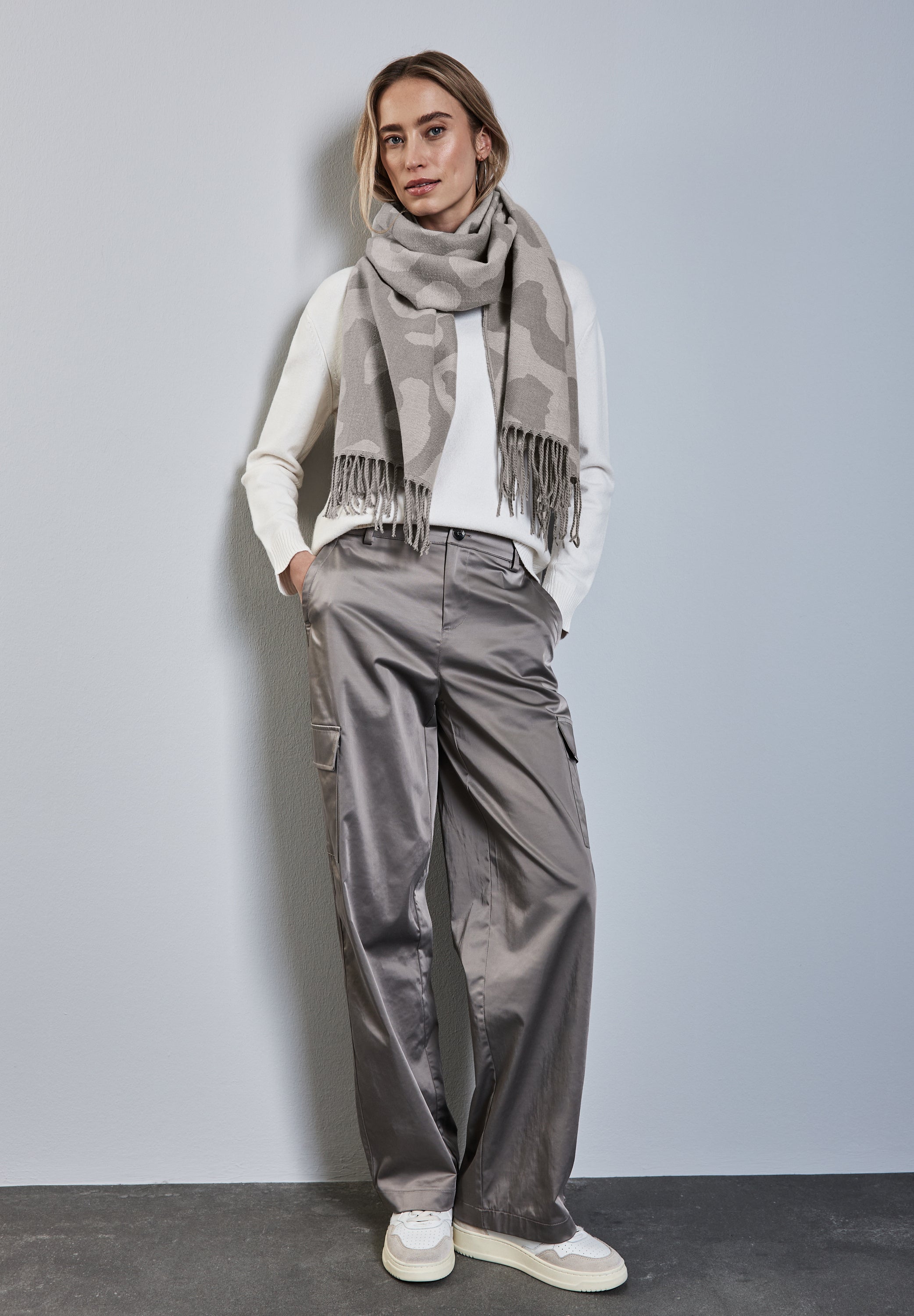 Street One Jacquard Schal Damen Kuschelig Fransen