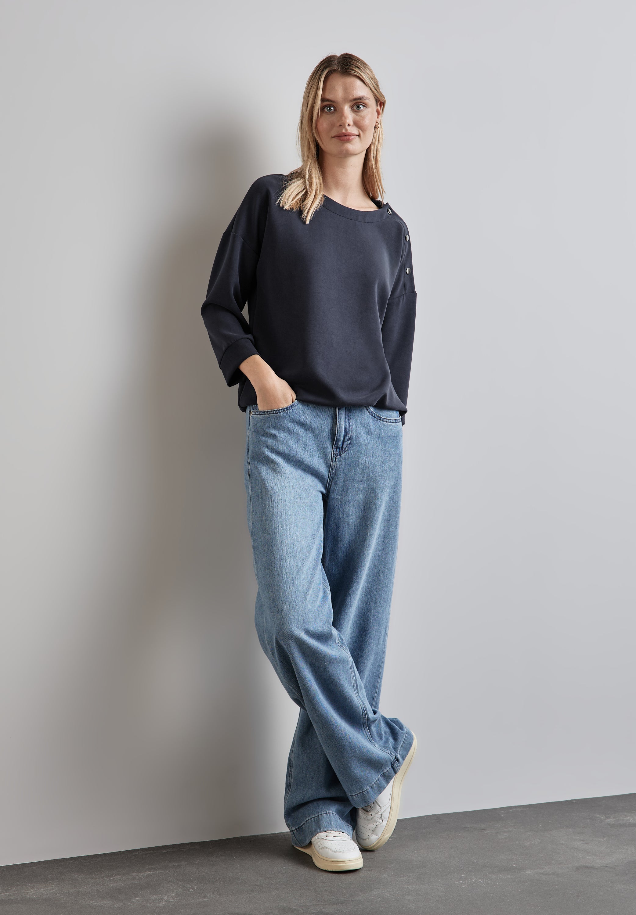 Street One Shirt im Silk Look Damen Elegant mit 3/4 Arm