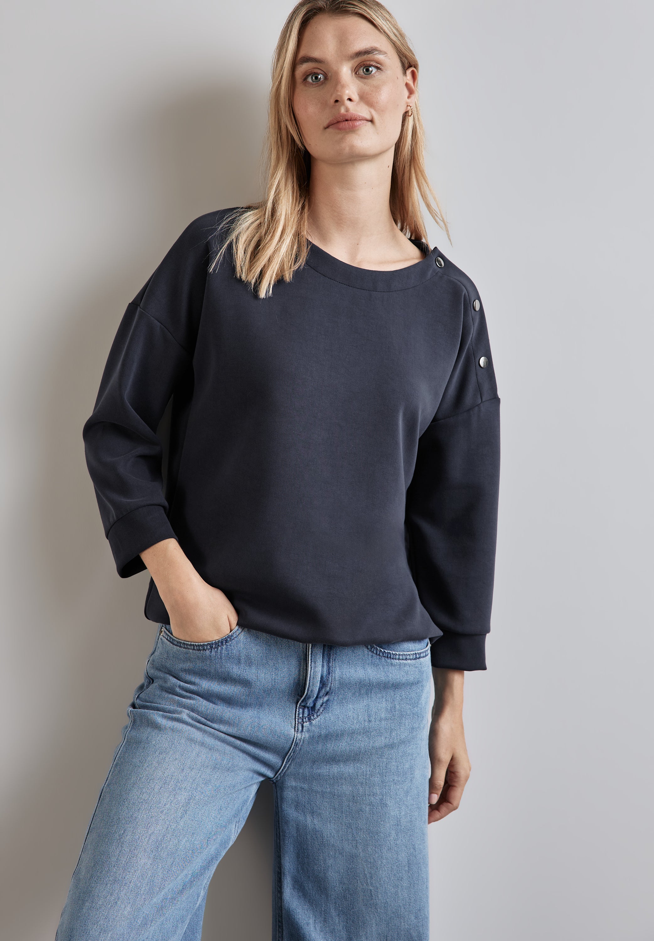 Street One Shirt im Silk Look Damen Elegant mit 3/4 Arm
