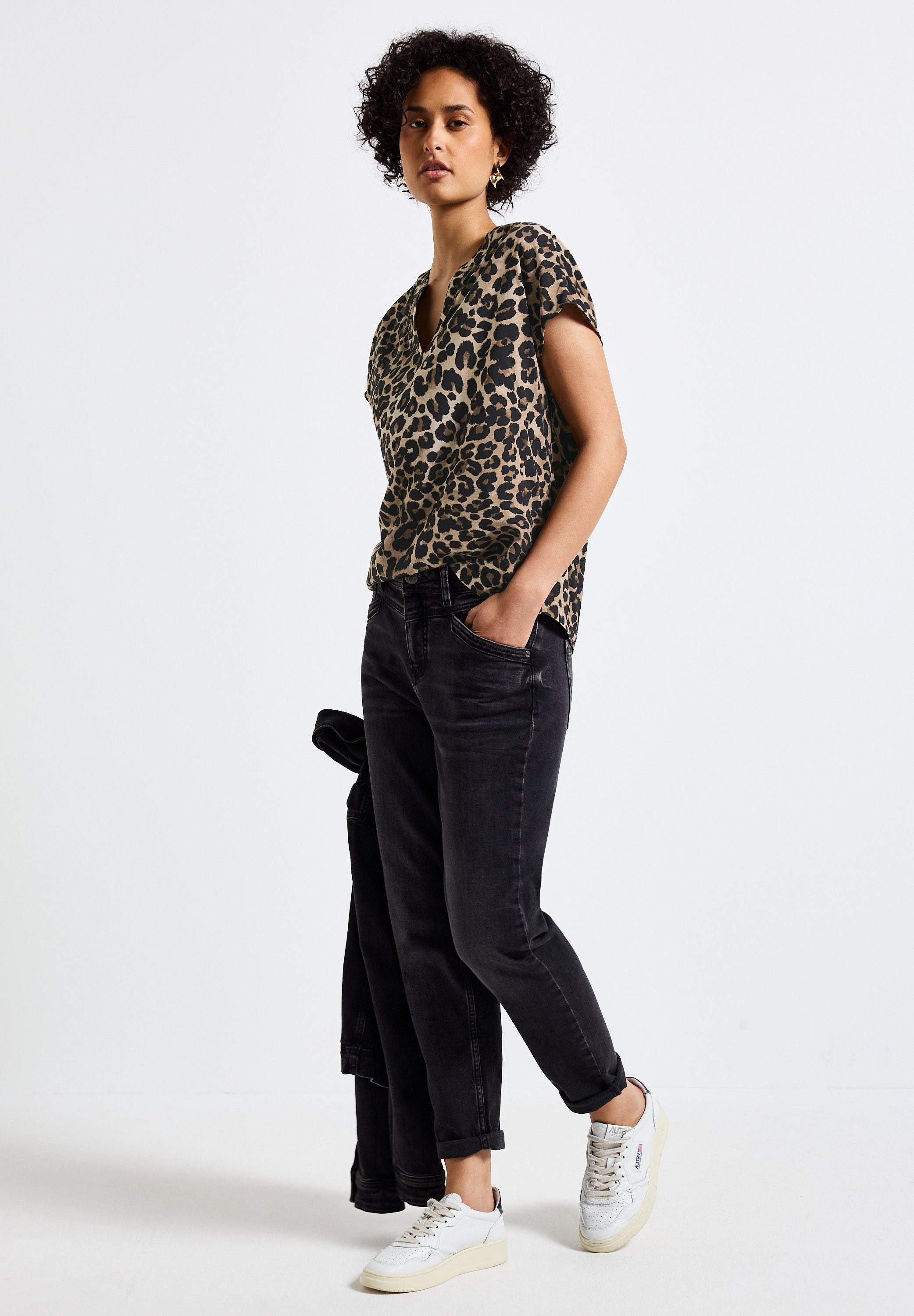 Street One Blusenshirt Damen Leo-Muster entspannte Passform