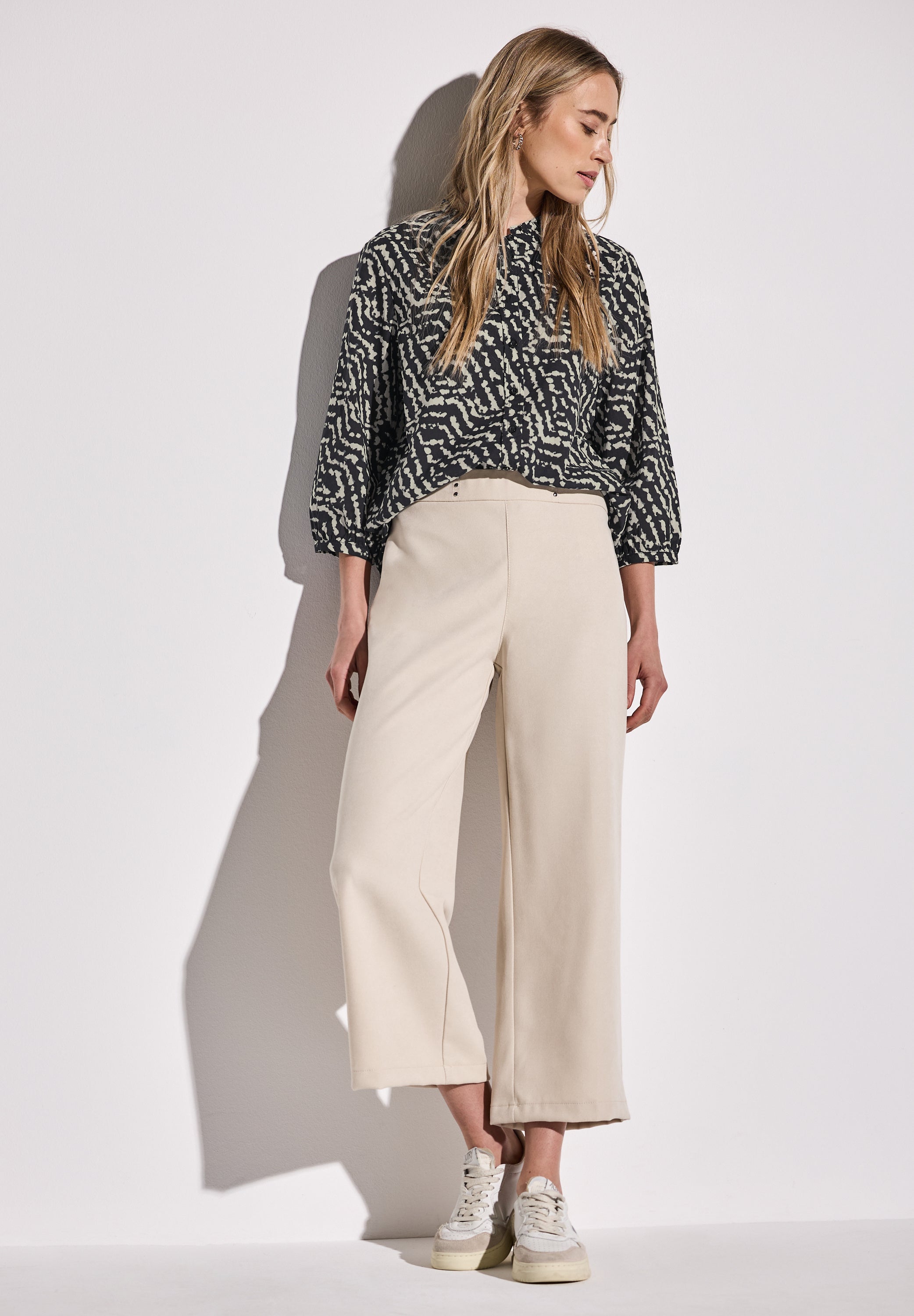 Street One Print-Bluse Damen Rüschenmuster Baumwolle