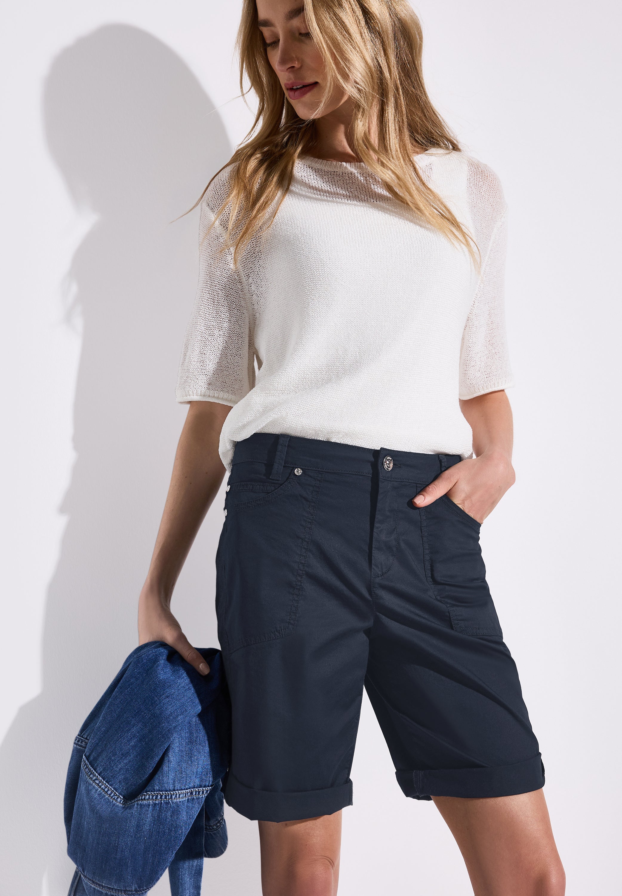 Street One Bermuda Damen Casual Fit Bequem Stretch Baumwolle