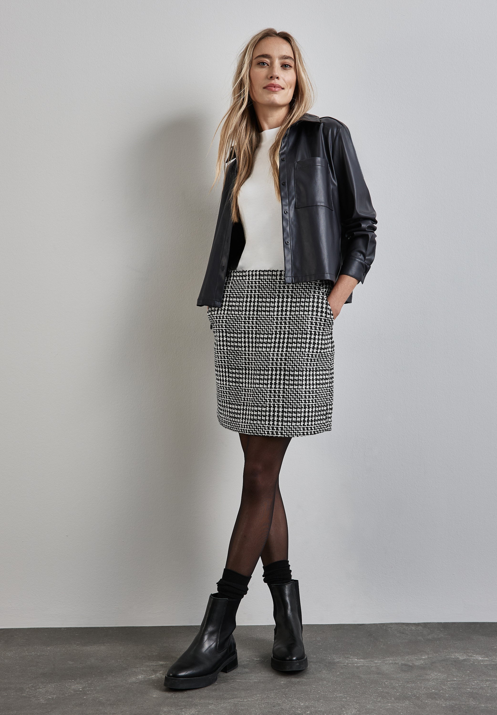 Karierter Bouclé-Rock