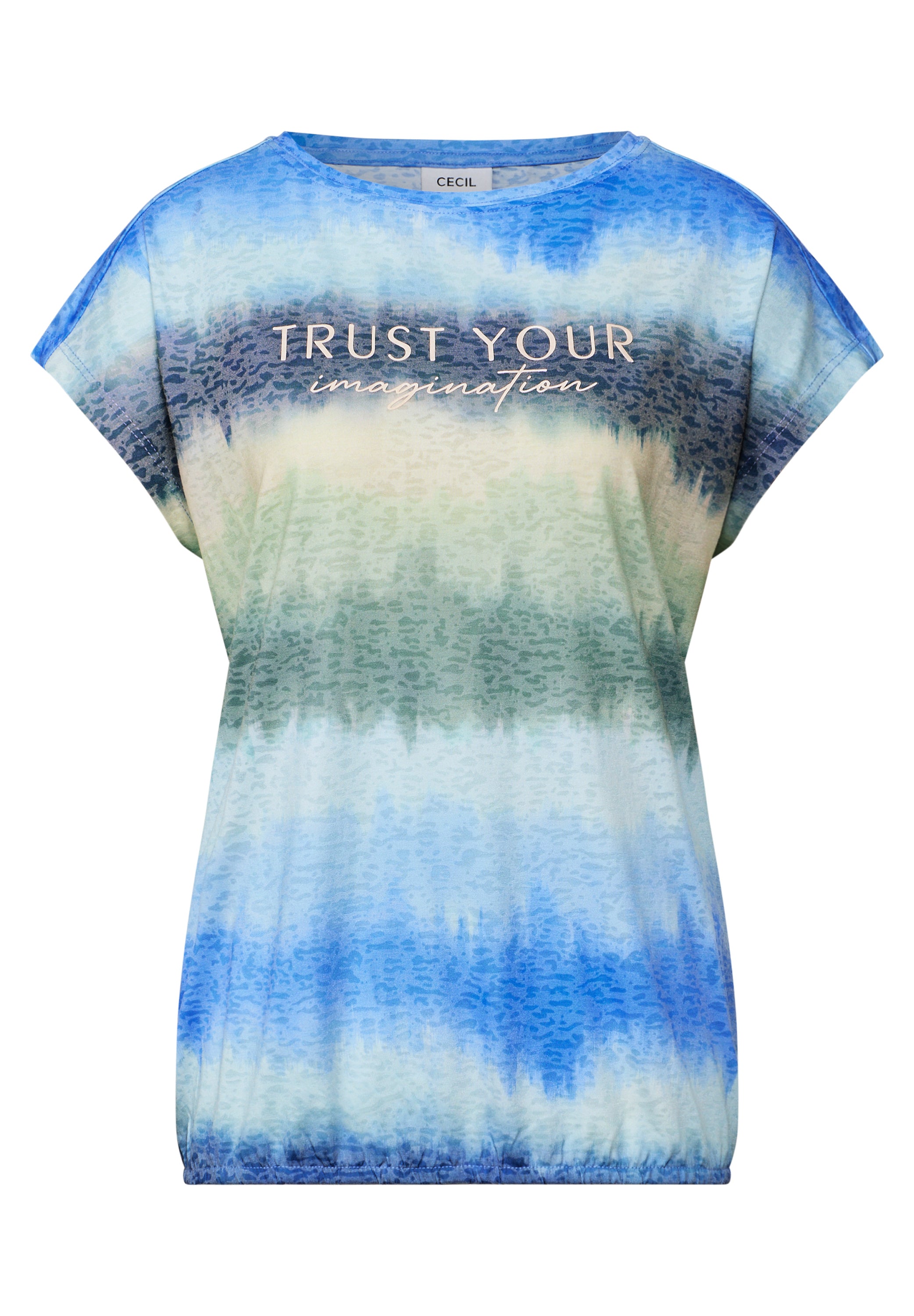 CECIL Damen T-Shirt in Ausbrenner-Optik blau