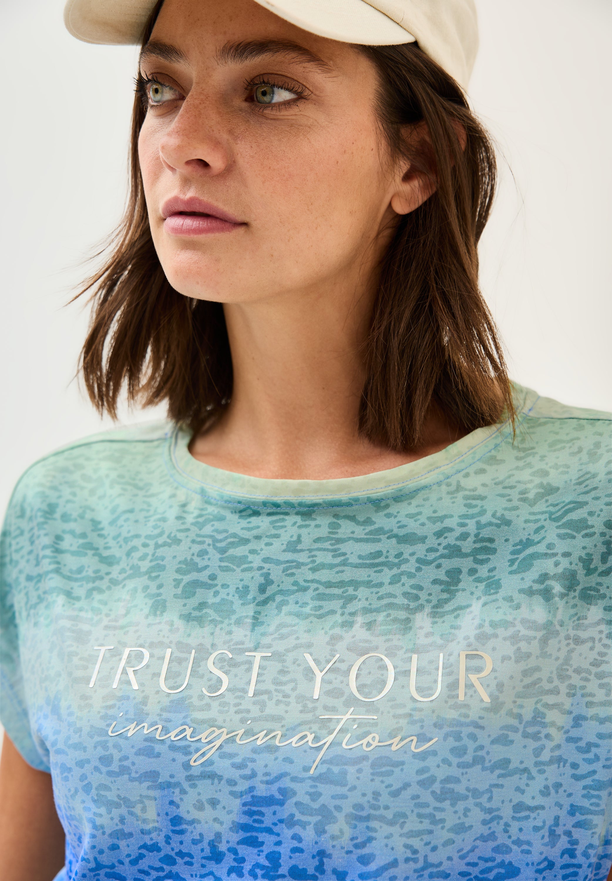 CECIL Damen T-Shirt in Ausbrenner-Optik blau