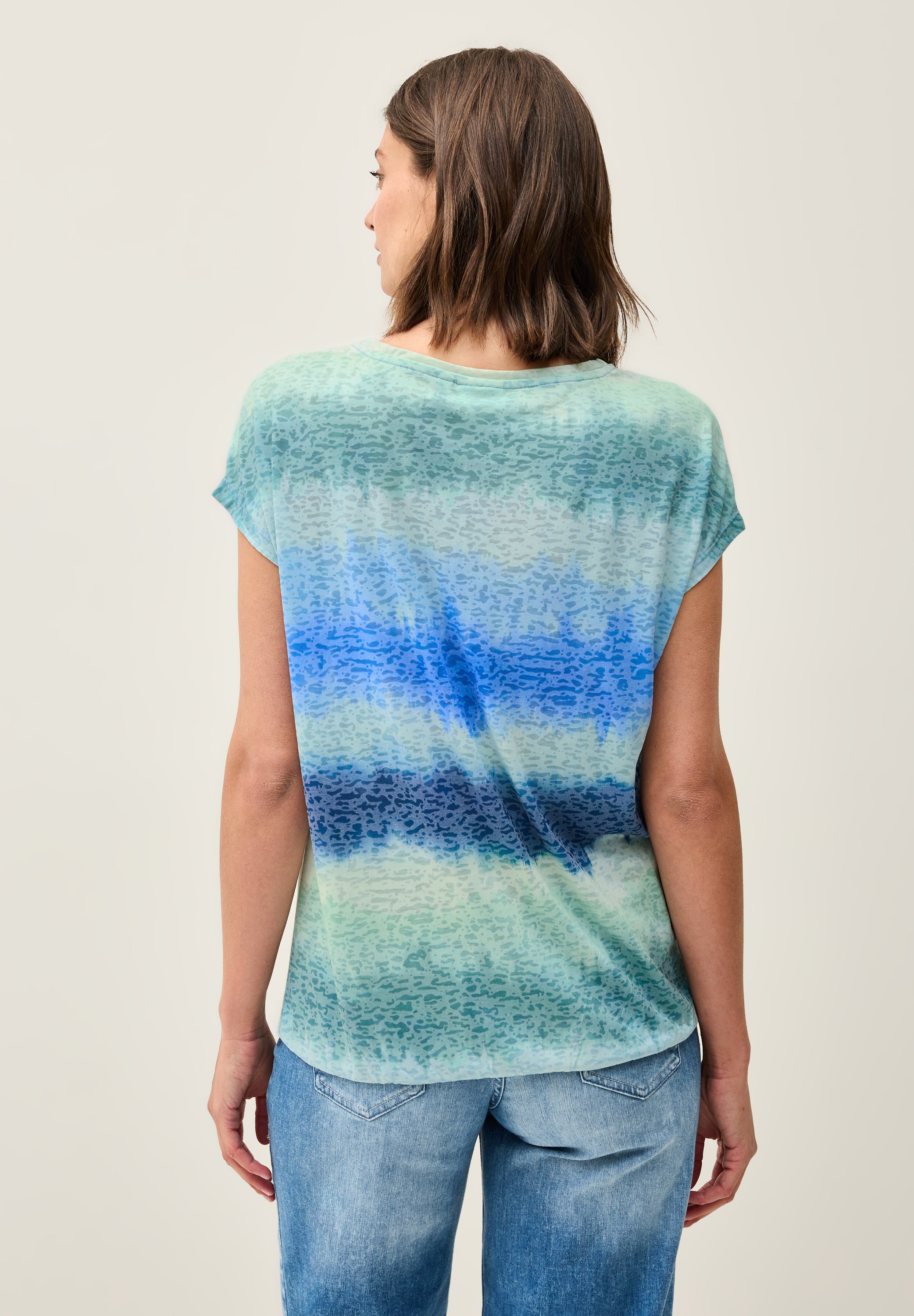 CECIL Damen T-Shirt in Ausbrenner-Optik blau