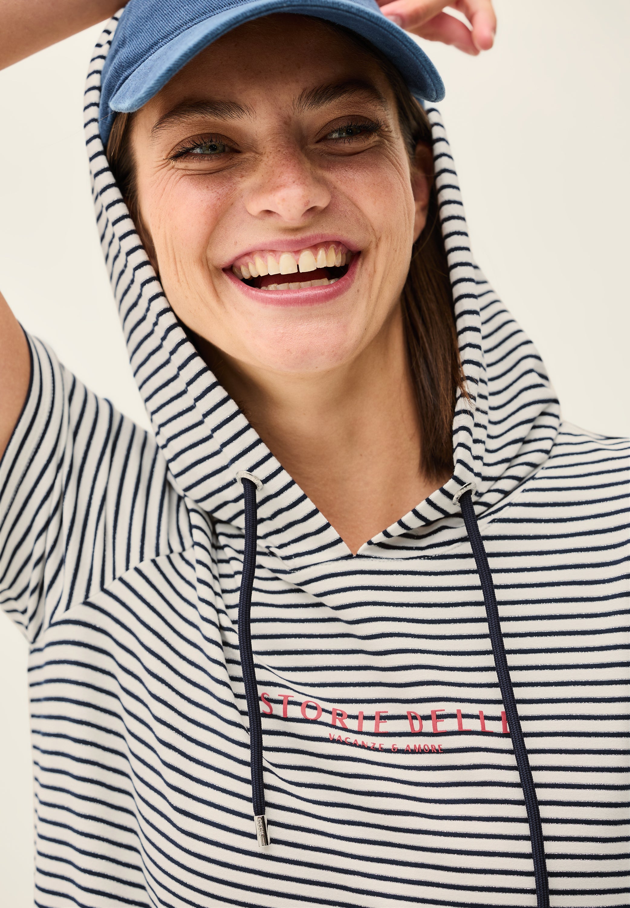CECIL Streifen-Hoodie mit Glitzer Damen Sportlich-Feminin