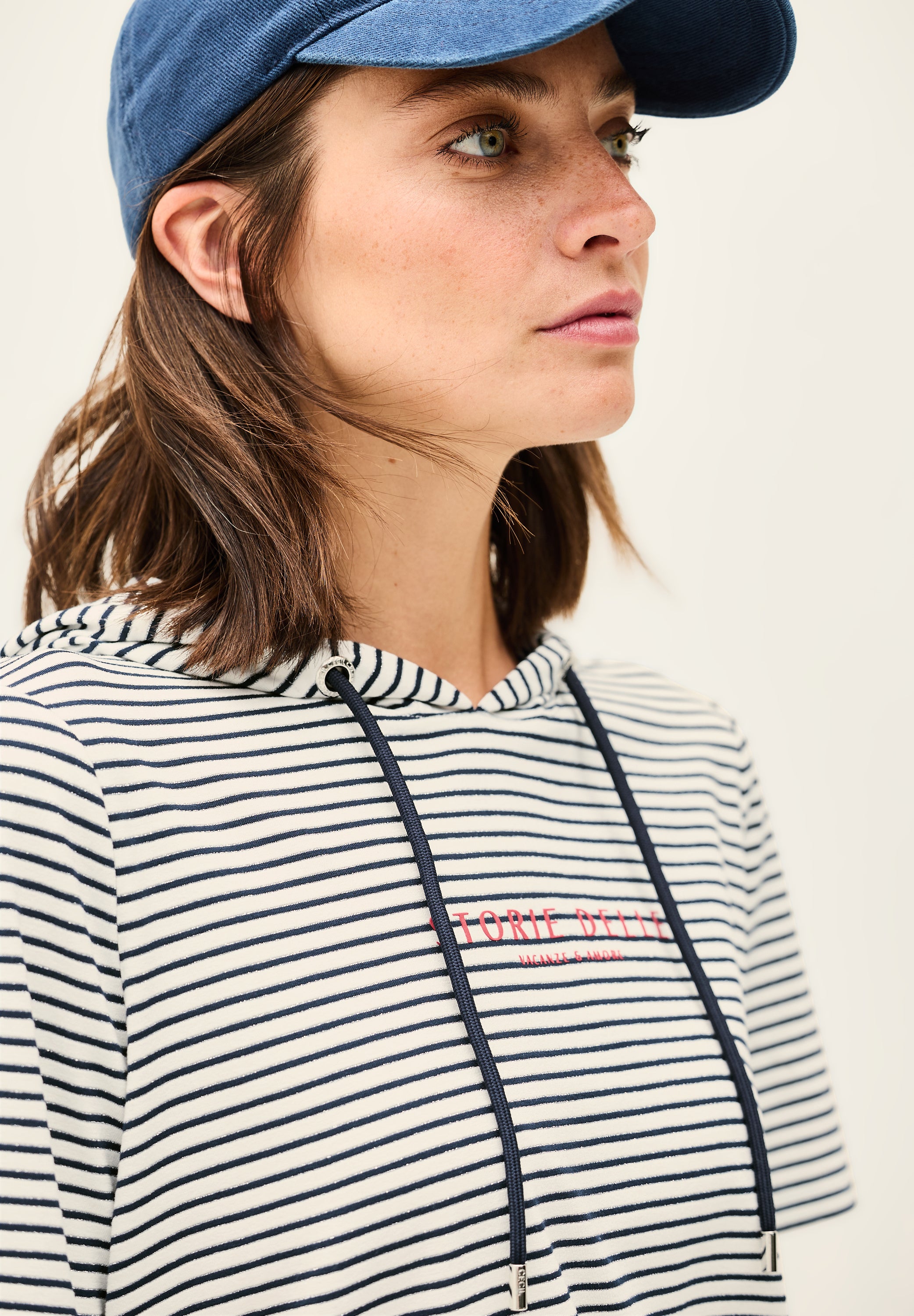 CECIL Streifen-Hoodie mit Glitzer Damen Sportlich-Feminin