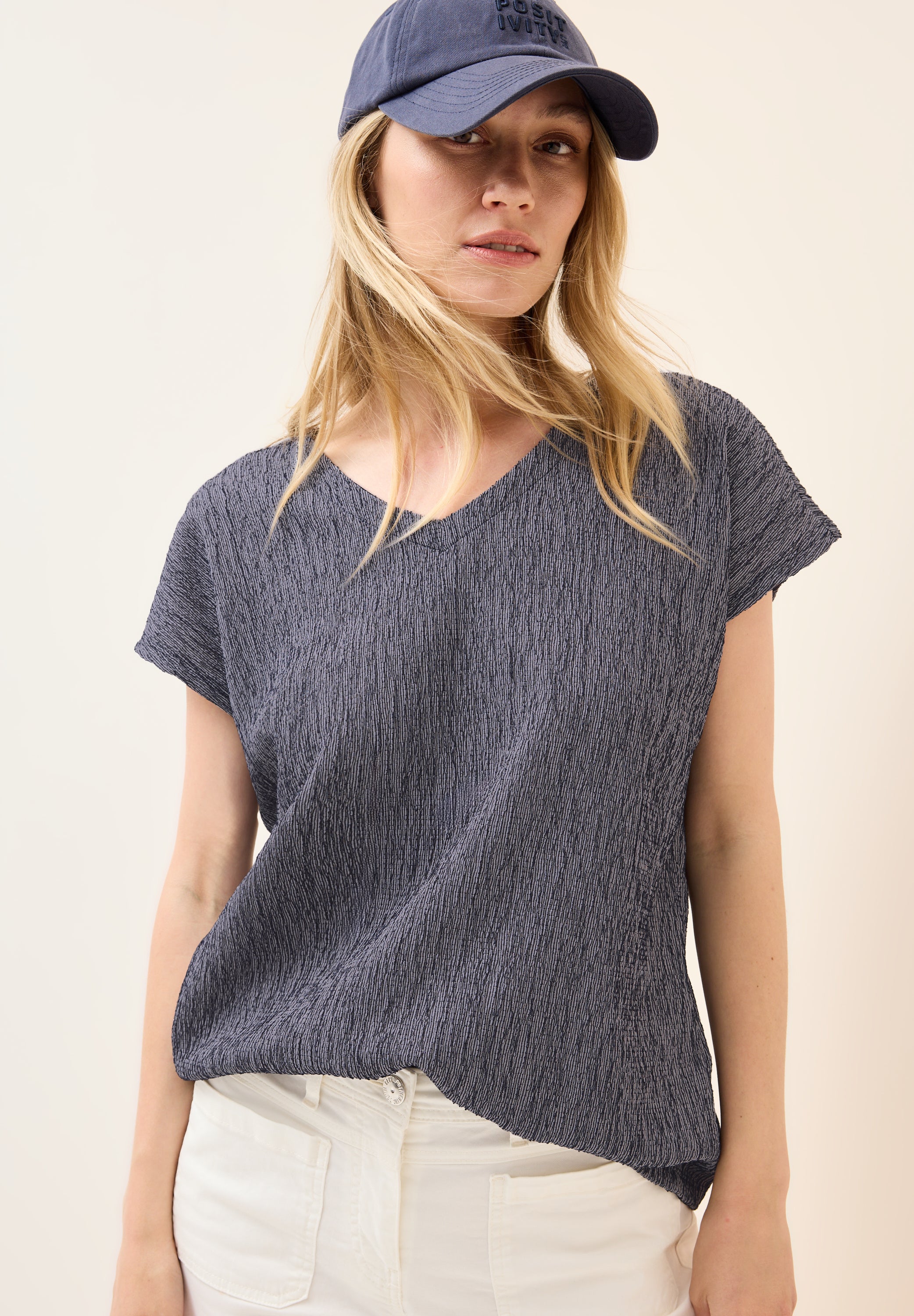 CECIL Crepe-Struktur Shirt Damen Blau