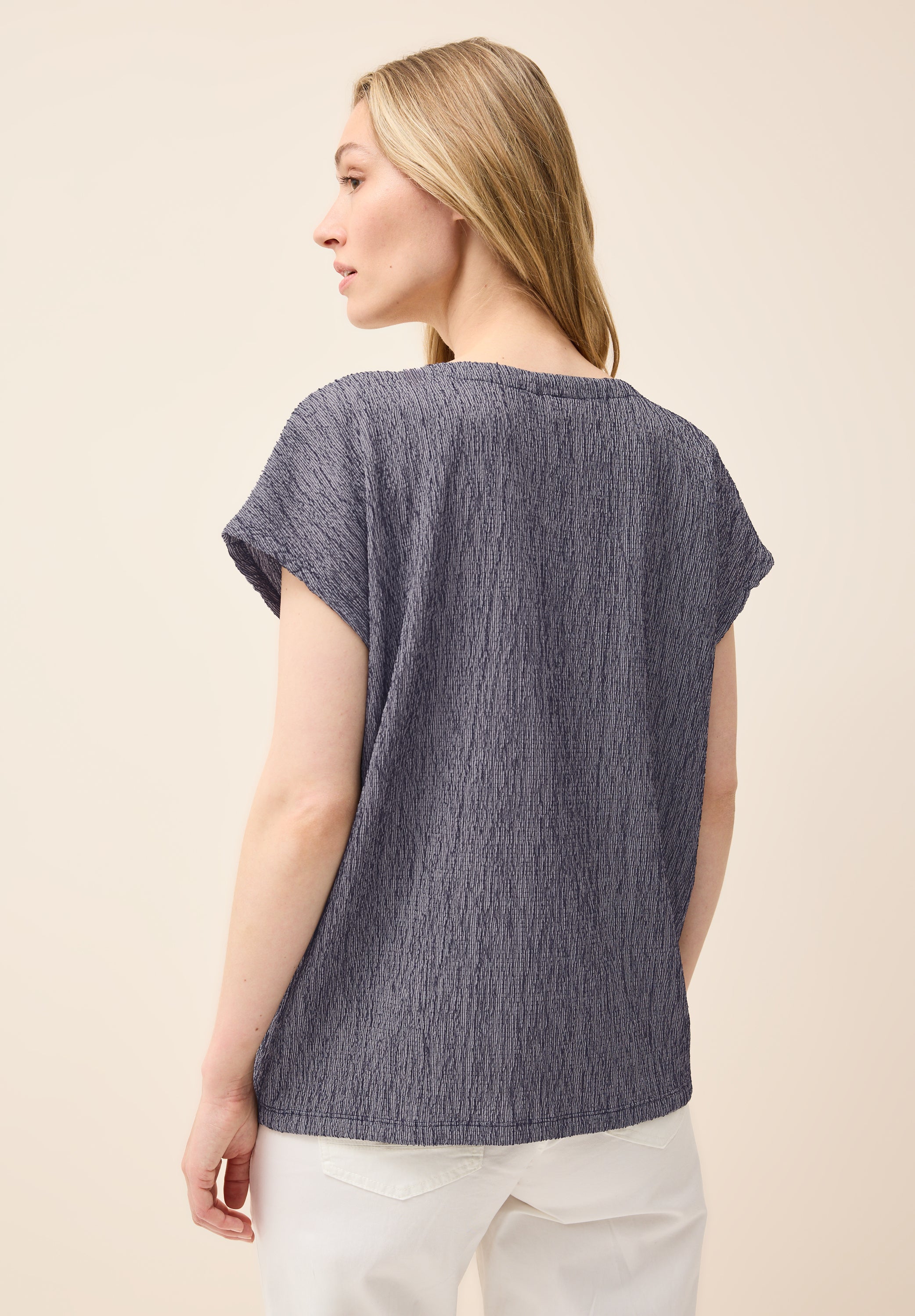 CECIL Crepe-Struktur Shirt Damen Blau