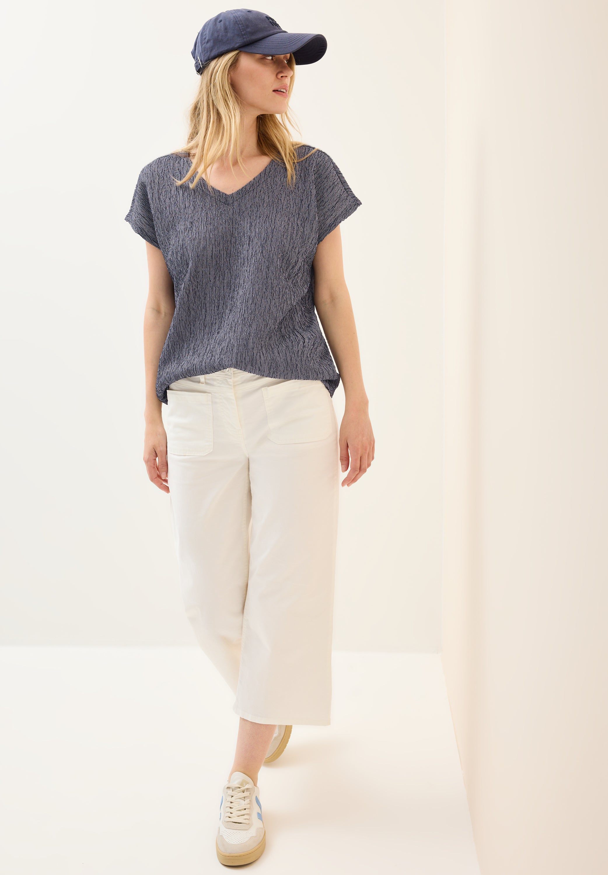 CECIL Crepe-Struktur Shirt Damen Blau