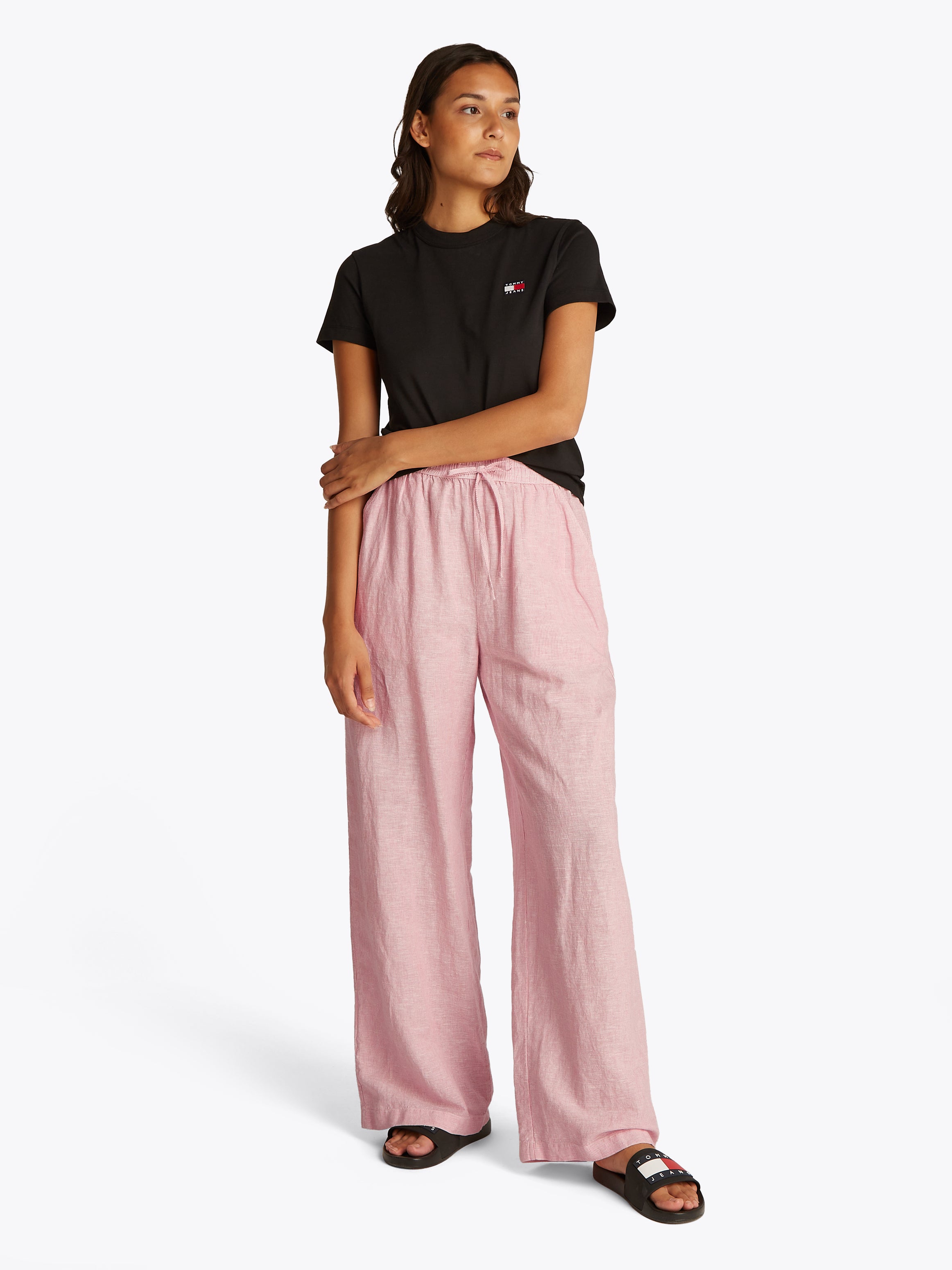 TJW LINEN PANT Damen Precious Pink/Stripe