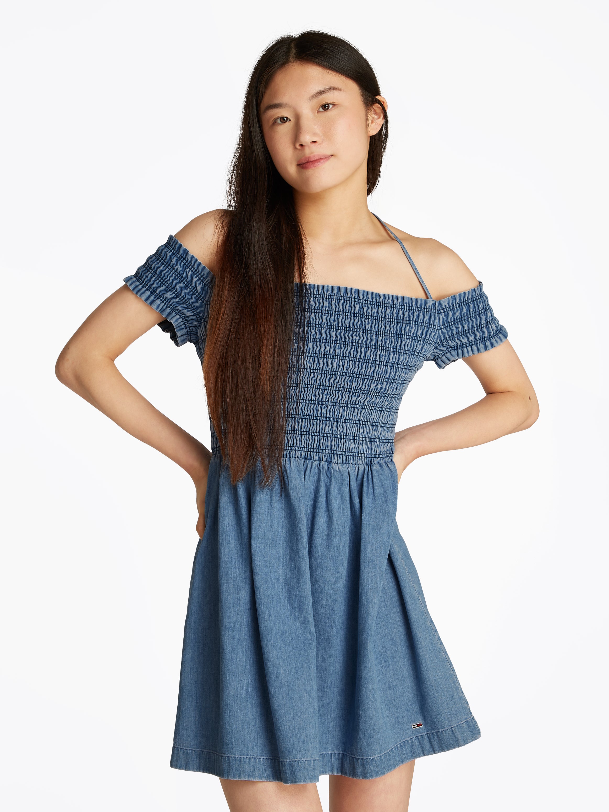 TJW CHAMBRAY FIT & FLARE DRESS Damen Blau
