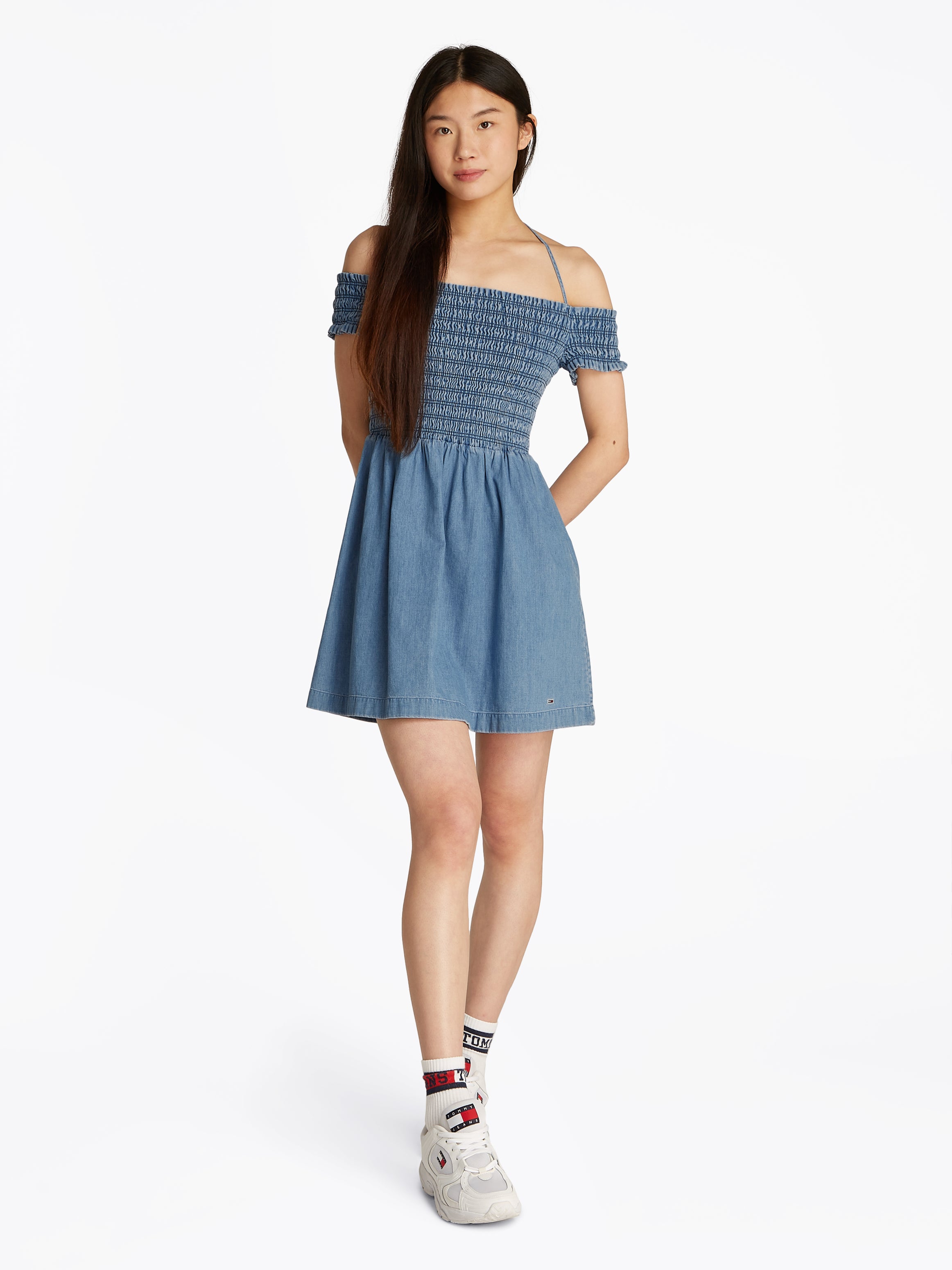 TJW CHAMBRAY FIT & FLARE DRESS Damen Blau