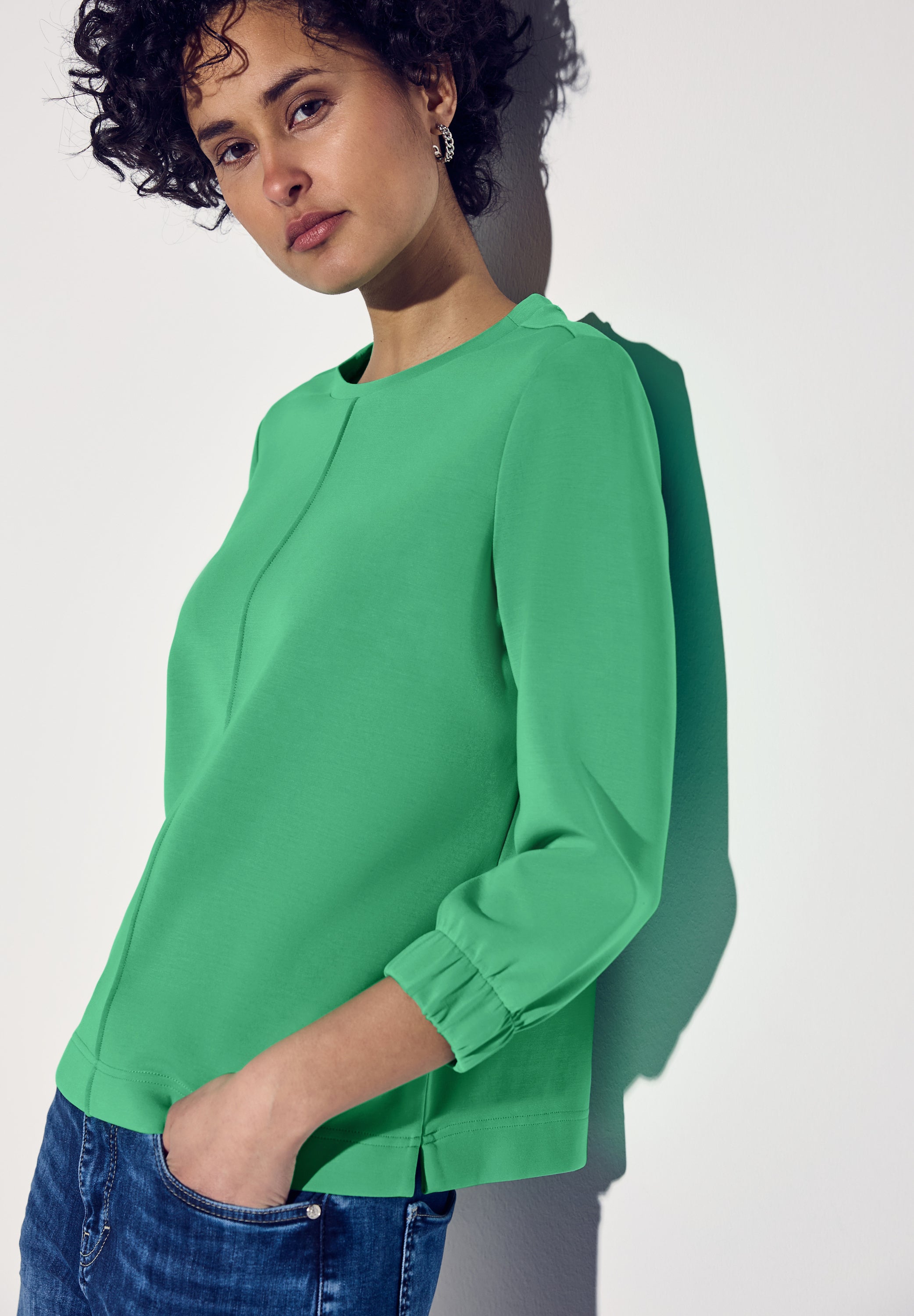 Street One Silk-Look Shirt Damen mit seidigem Glanz und 3/4-Ärmeln