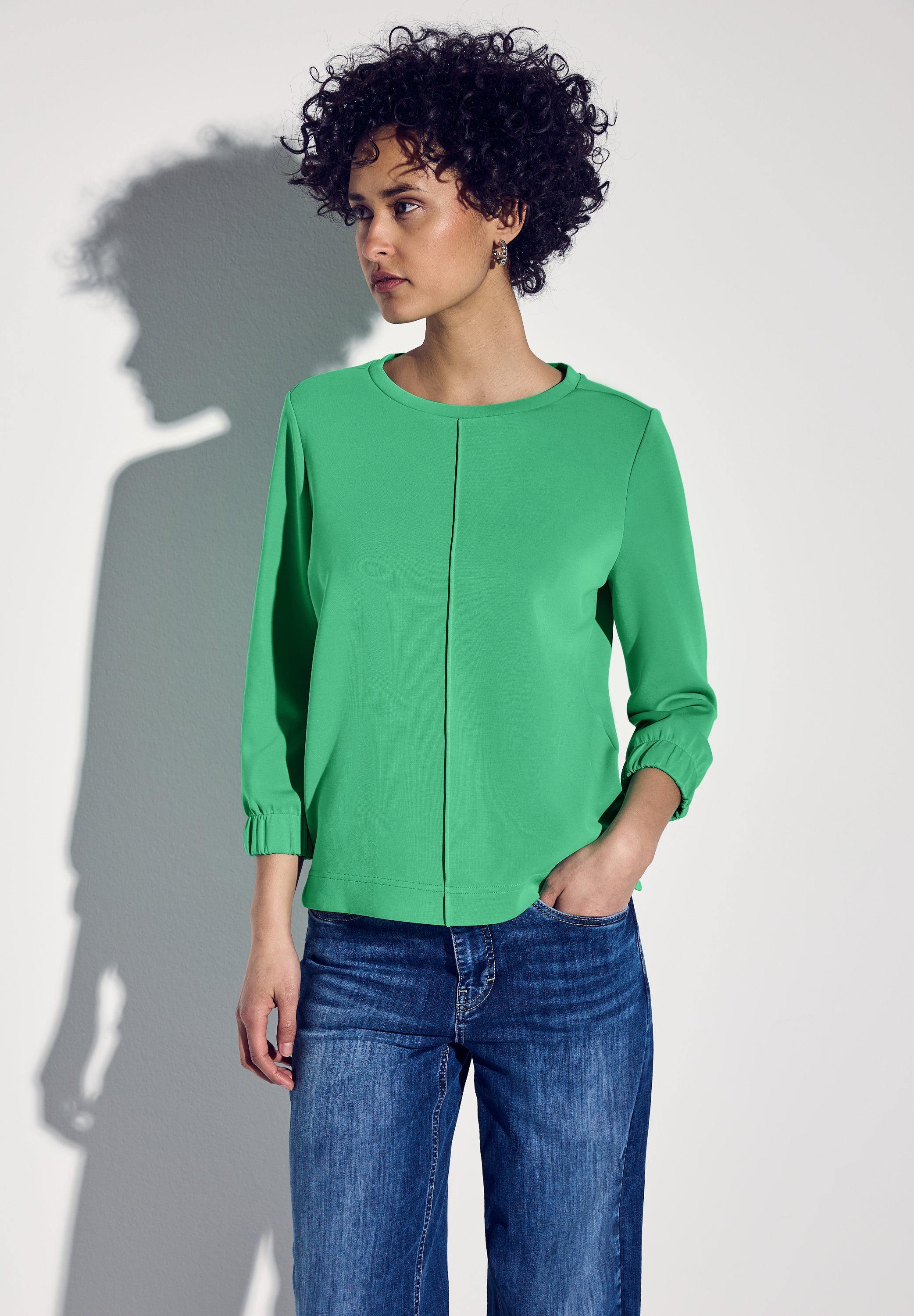 Street One Silk-Look Shirt Damen mit seidigem Glanz und 3/4-Ärmeln