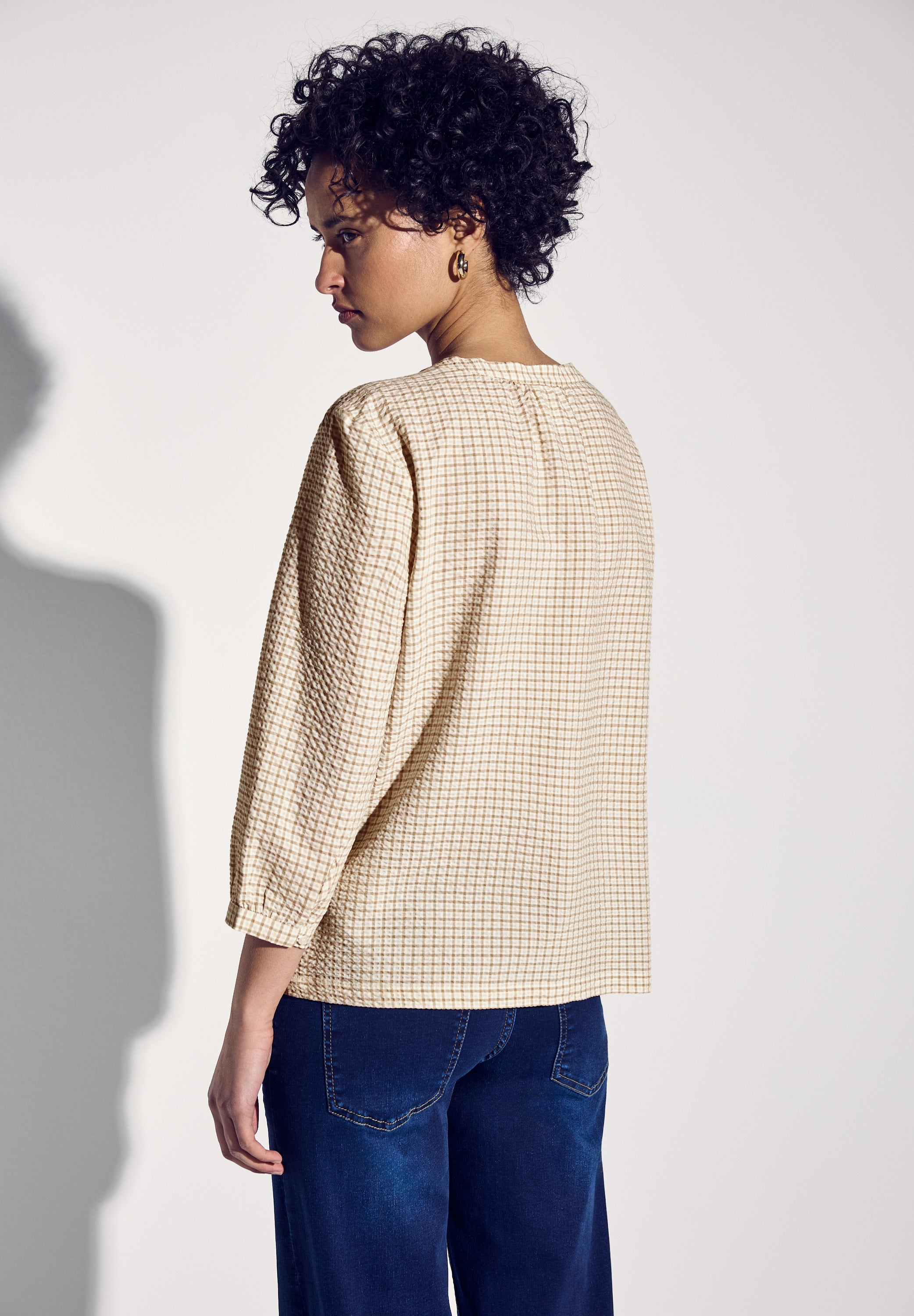 Street One Seersucker Bluse Damen Karo-Muster