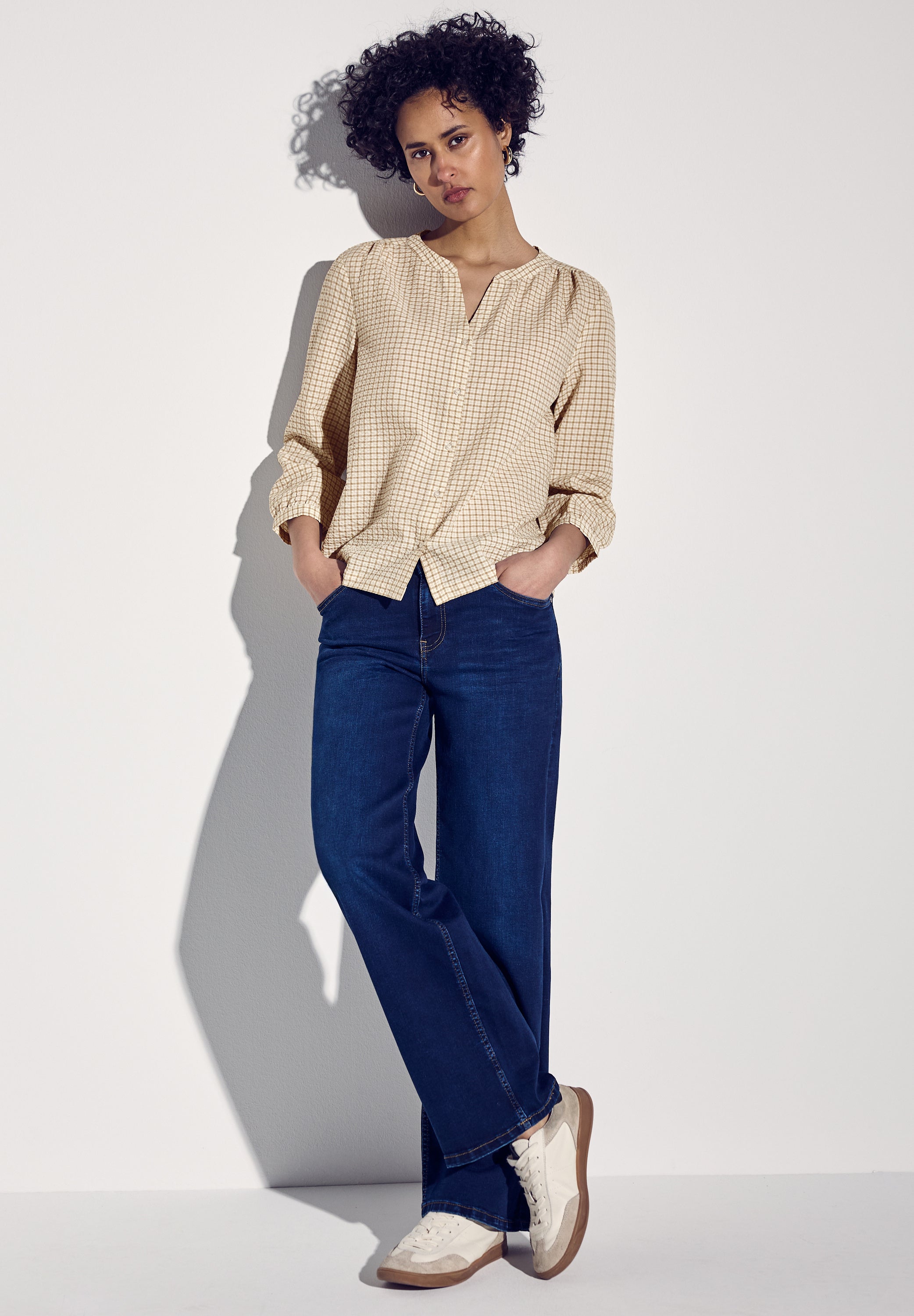 Street One Seersucker Bluse Damen Karo-Muster