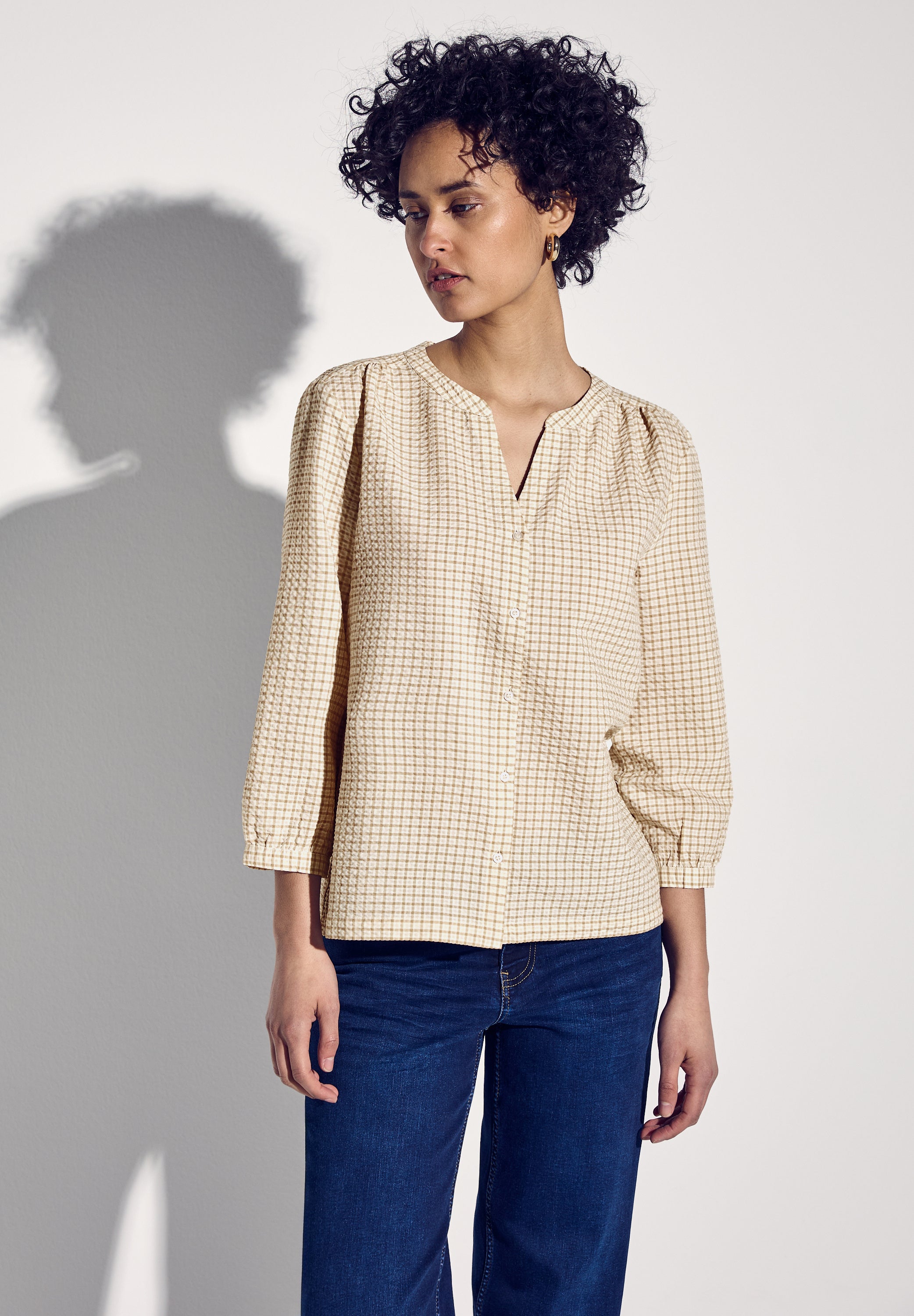 Street One Seersucker Bluse Damen Karo-Muster