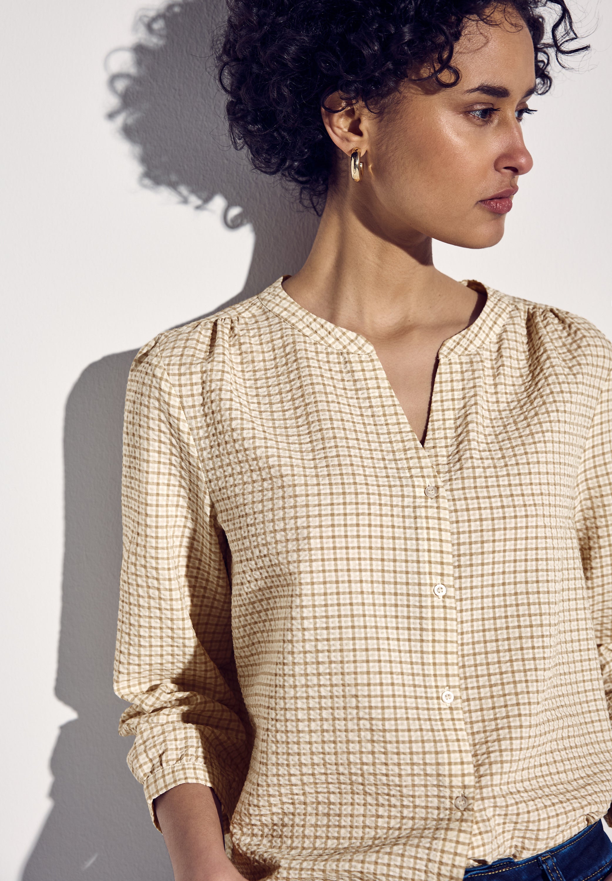 Street One Seersucker Bluse Damen Karo-Muster