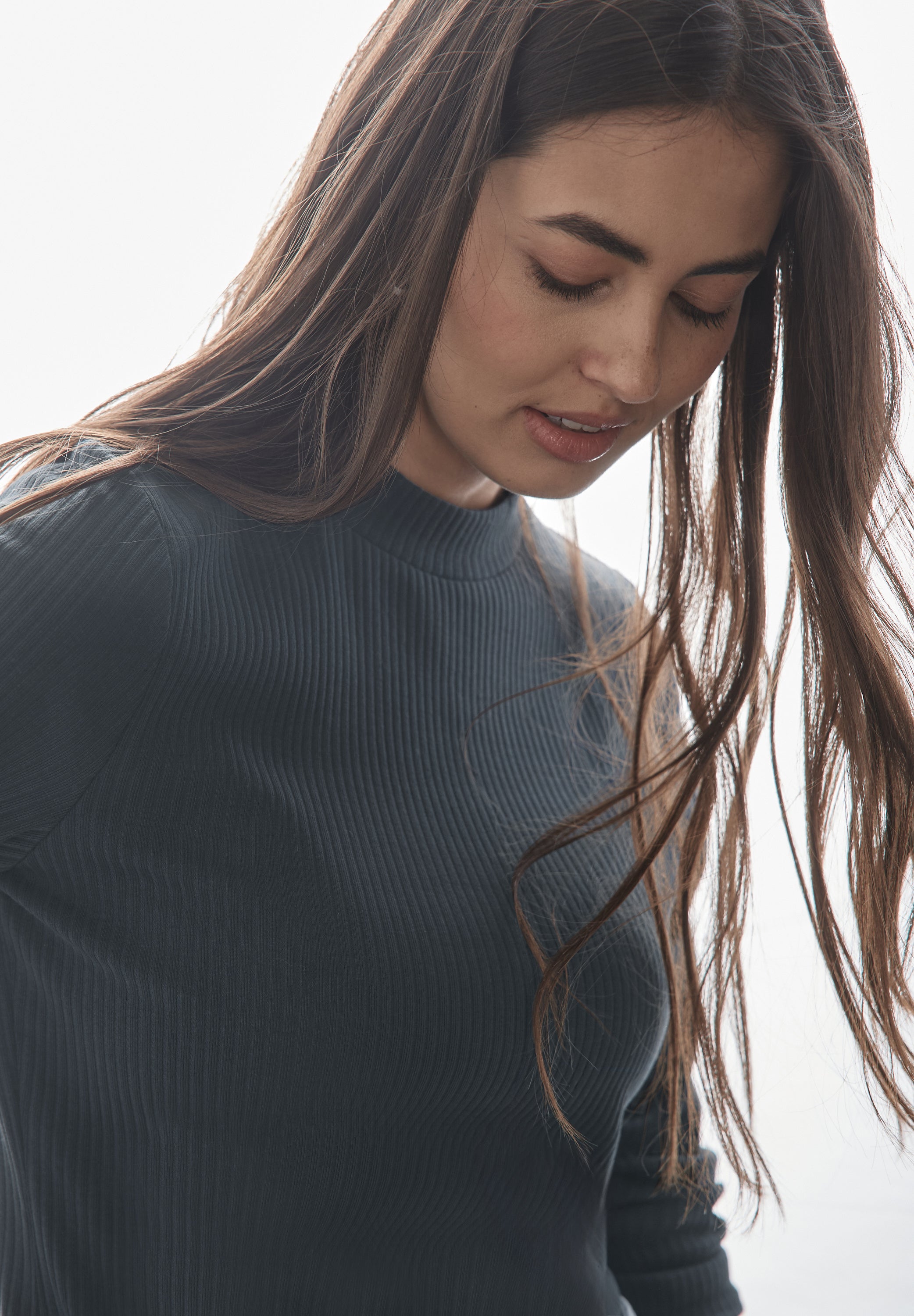 Street One Langarmshirt Damen mit Turtleneck und Rippstruktur