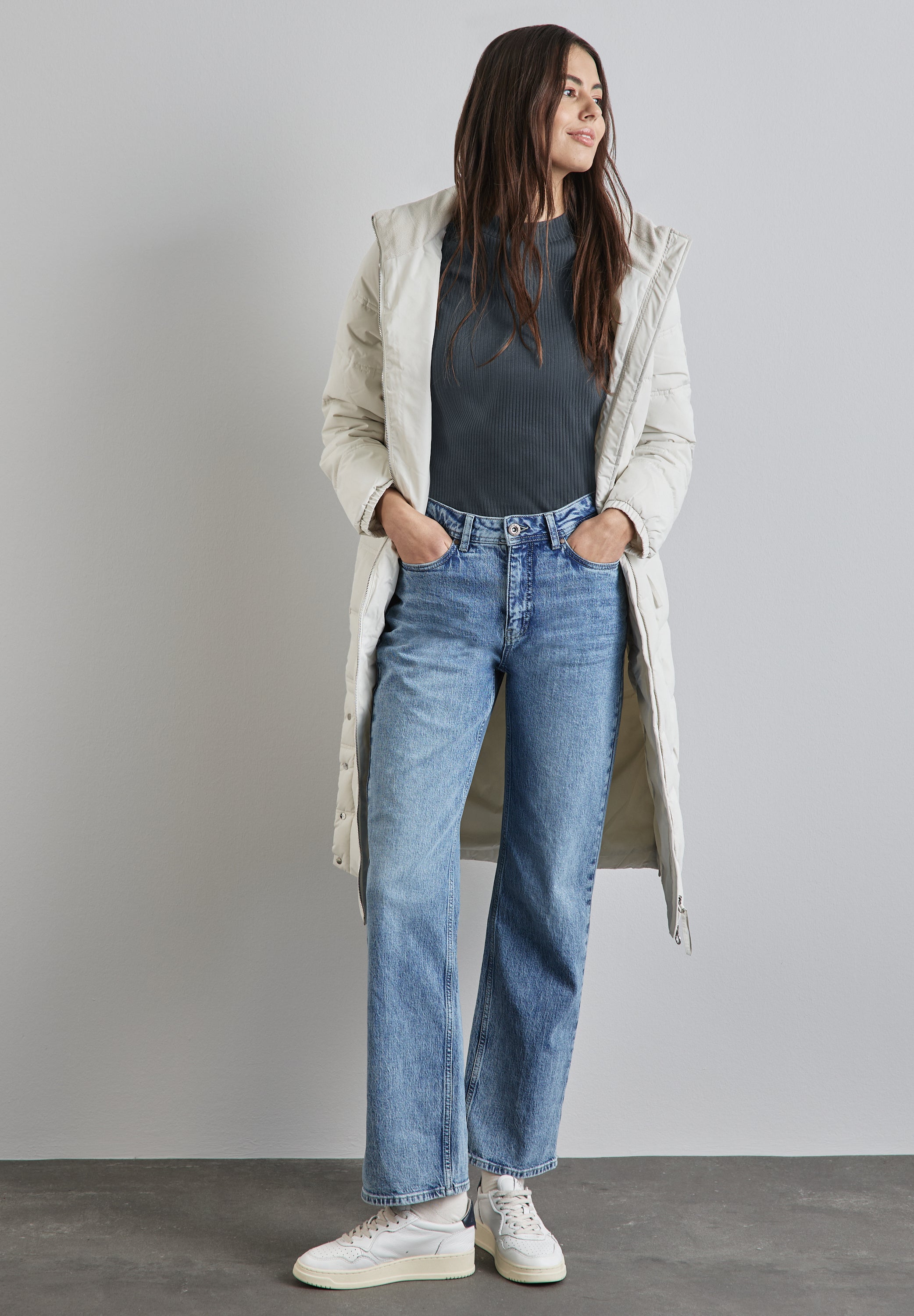 Street One Langarmshirt Damen mit Turtleneck und Rippstruktur