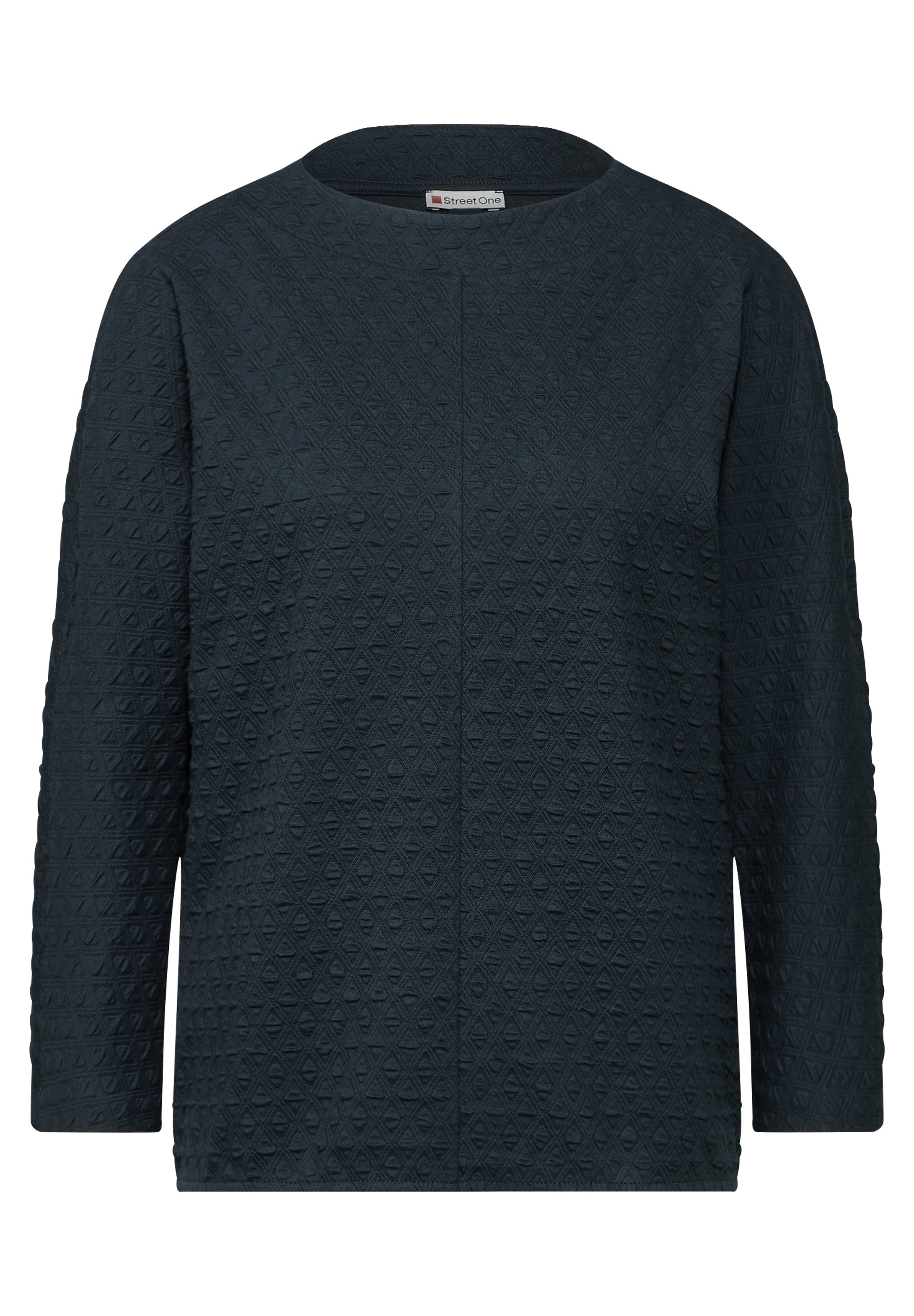 Street One Strukturshirt Damen Turtleneck 3/4-Ärmel Stretch Baumwolle