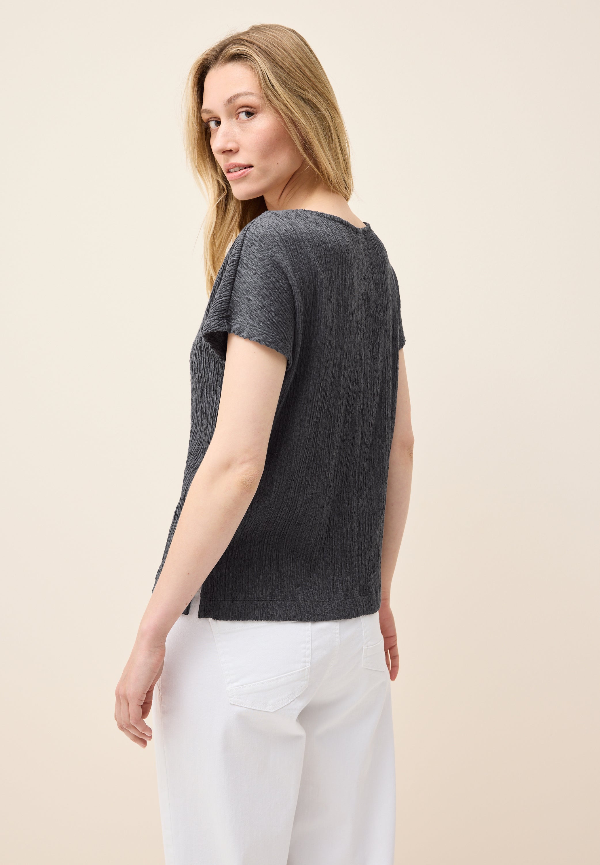 CECIL Smok-Struktur T-Shirt Damen Angenehmer Tragekomfort
