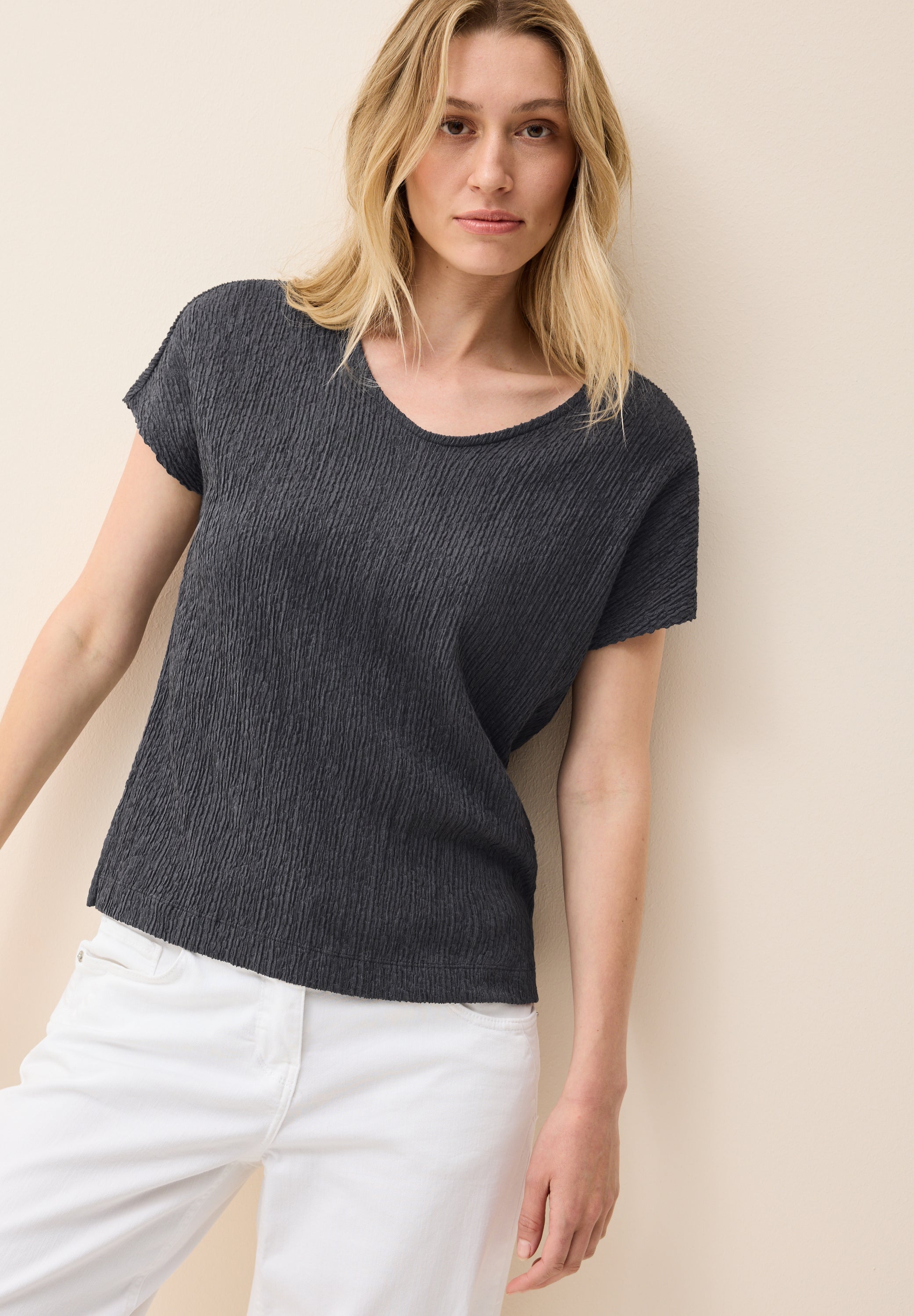 CECIL Smok-Struktur T-Shirt Damen Angenehmer Tragekomfort