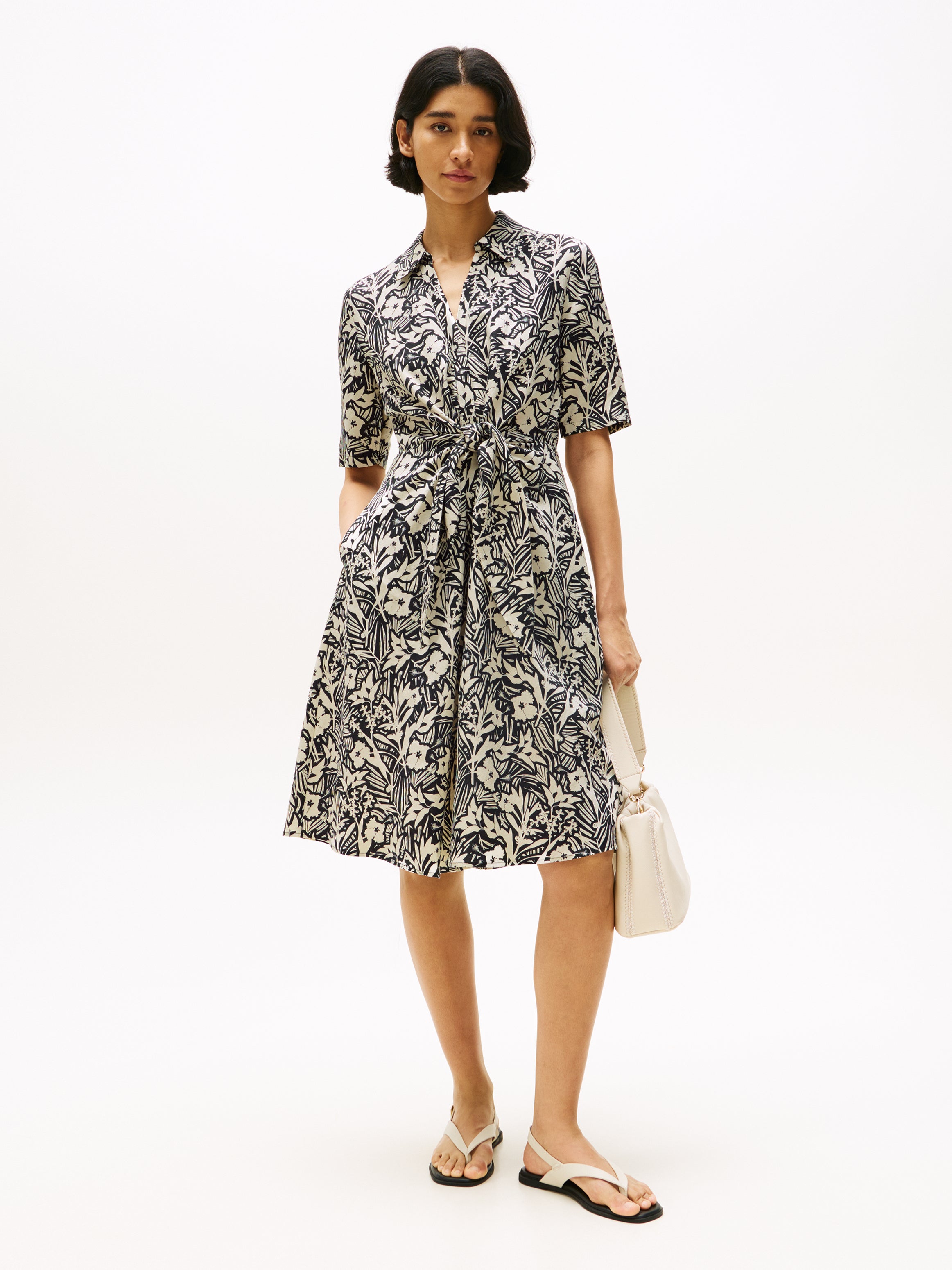 Theur LINEN VIS KNOTTED Sommerkleid für Damen mit tropischem Flair