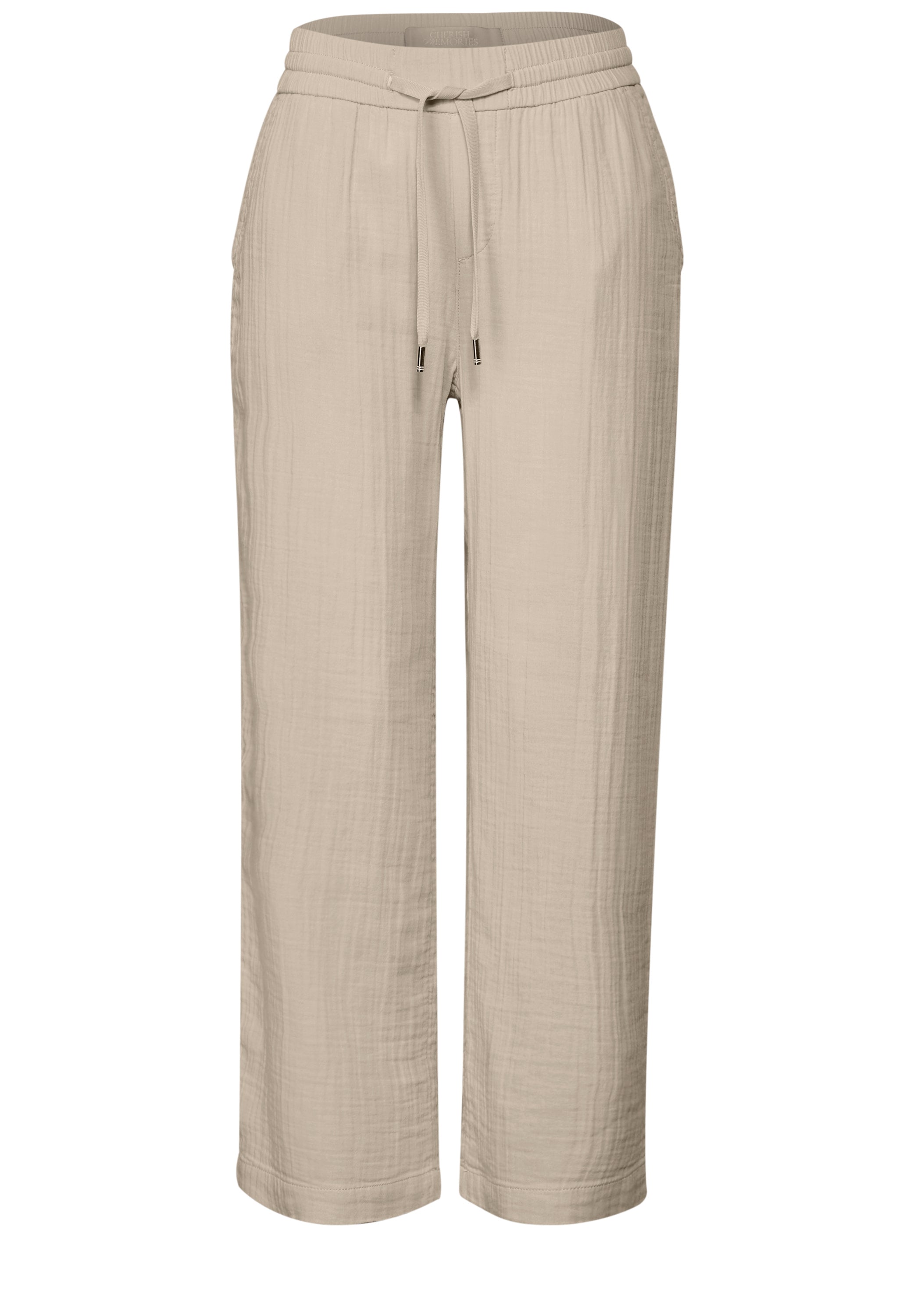 Street One Musselin Hose Damen Loose Fit High Waist Wide Legs