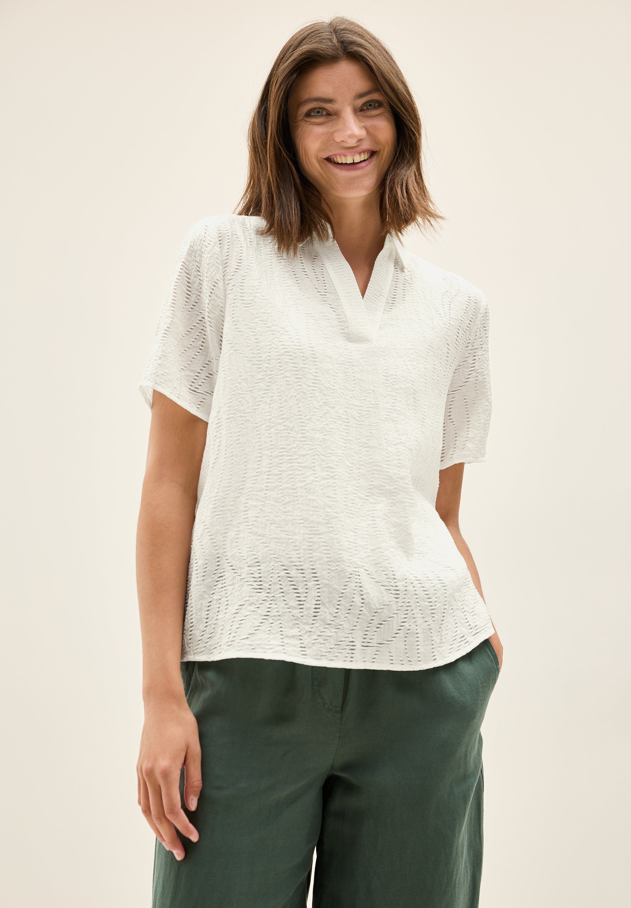 CECIL Blusenshirt Damen Hemdkragen Struktur
