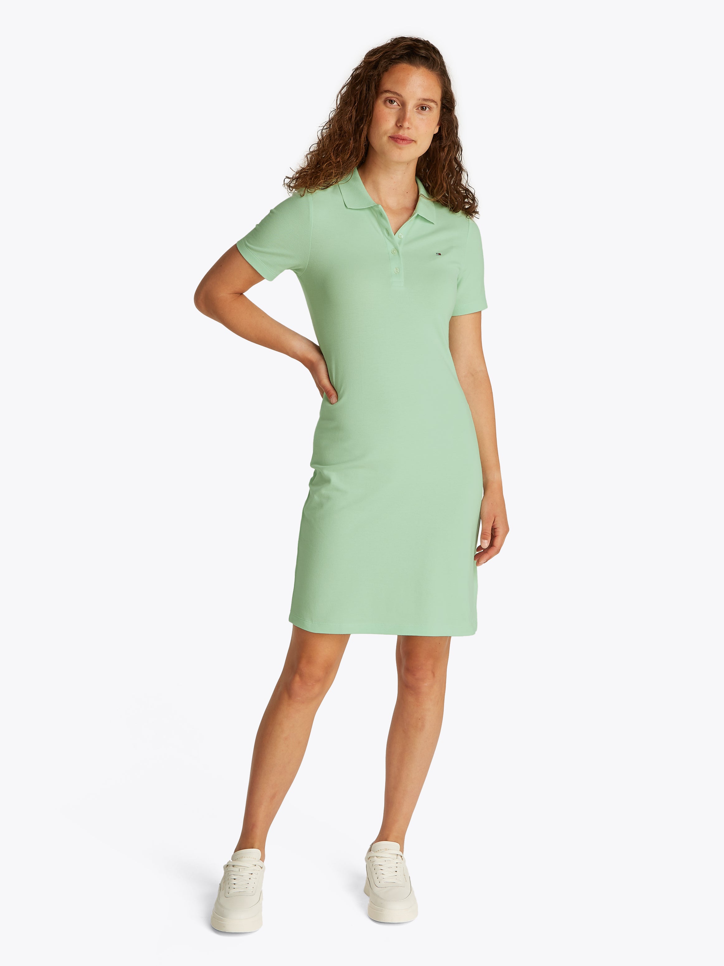 1985 SLIM PIQUE POLO DRESS SS für Damen in Opalgrün
