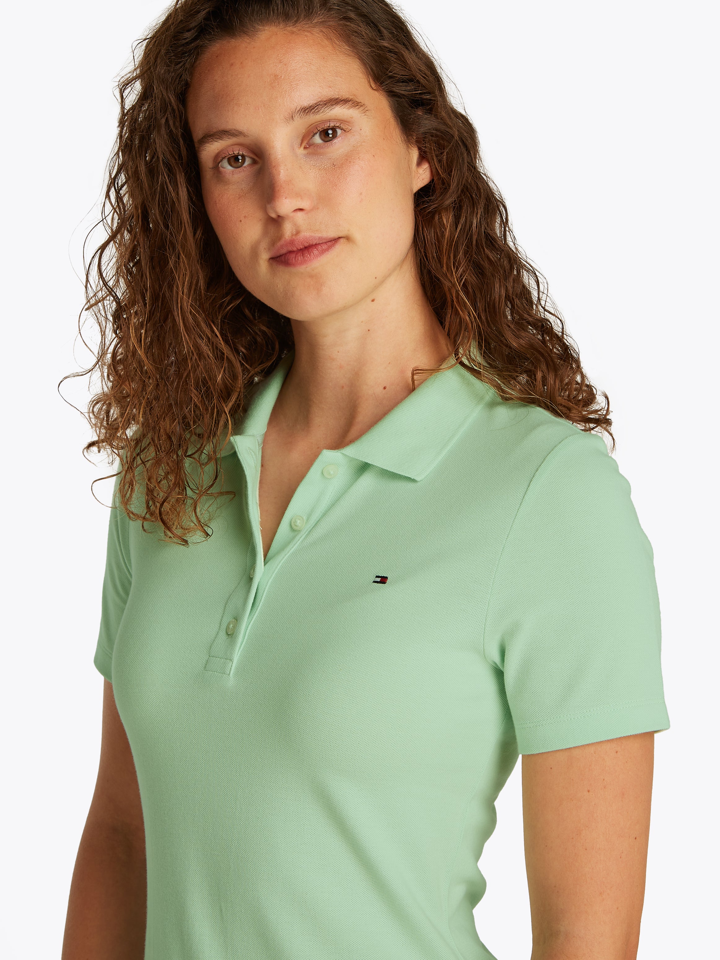 1985 SLIM PIQUE POLO DRESS SS für Damen in Opalgrün