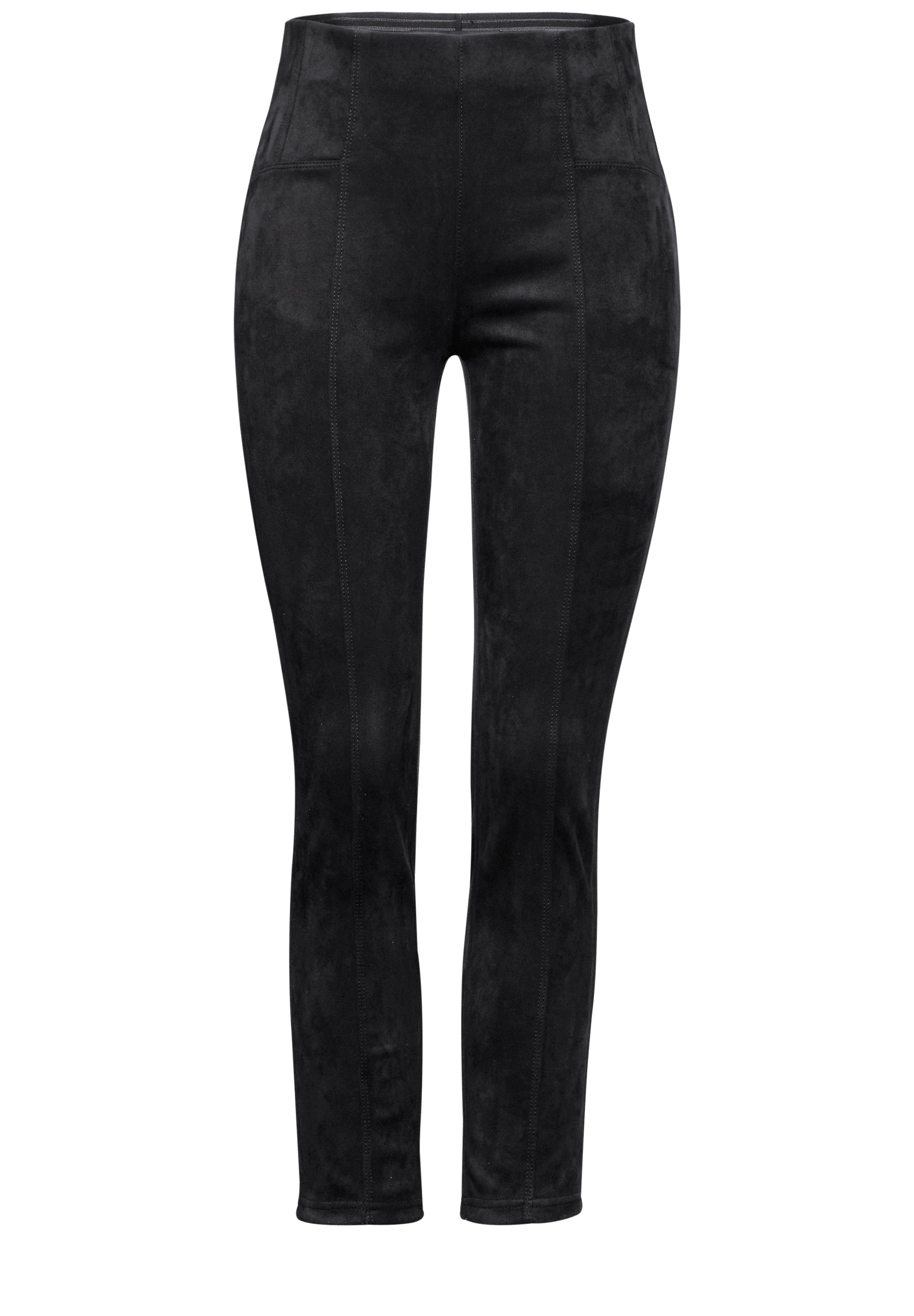 Street One Damen Hose Skinny Fit High Waist Velours-Look