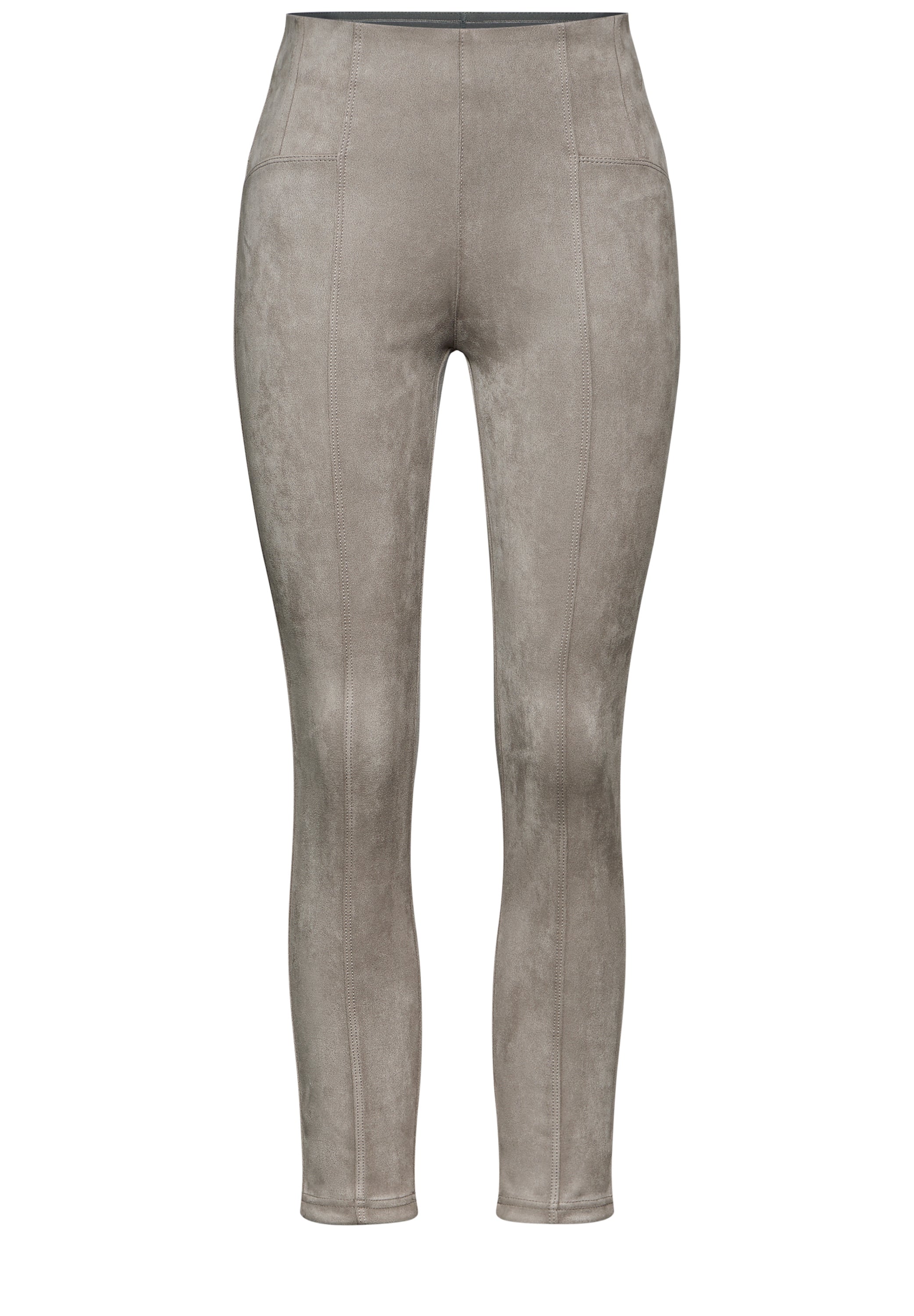Street One Damen Hose Skinny Fit High Waist Velours-Look