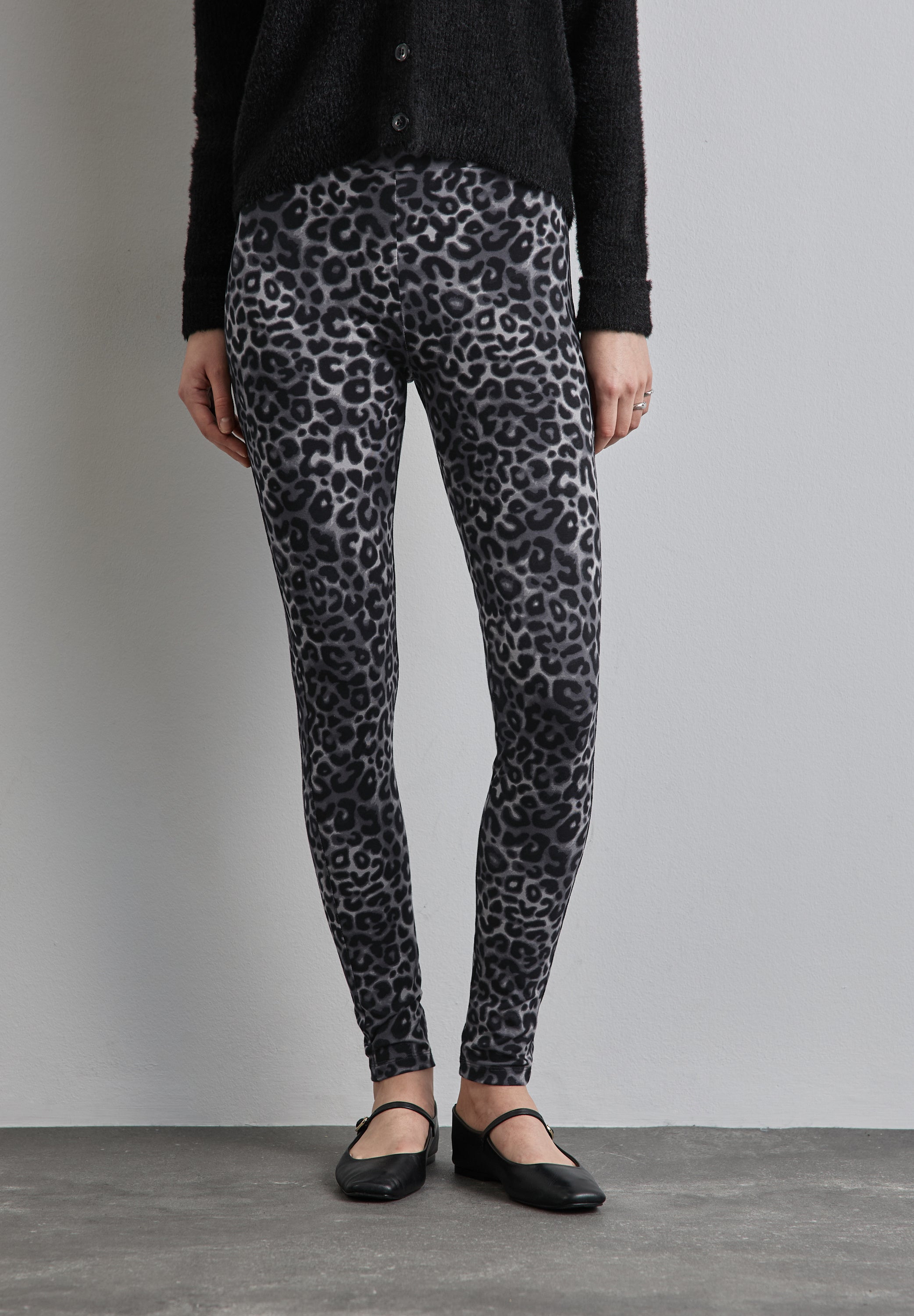 Street One Leggings Damen Leo-Print Elastischer Baumwollmix