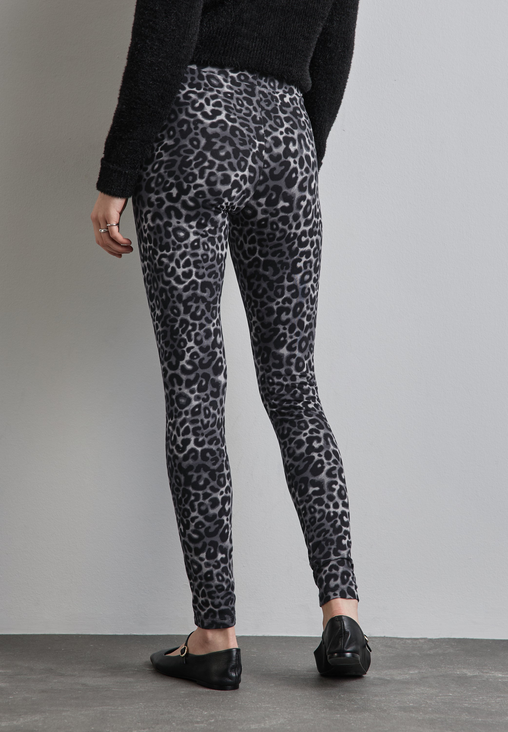 Street One Leggings Damen Leo-Print Elastischer Baumwollmix
