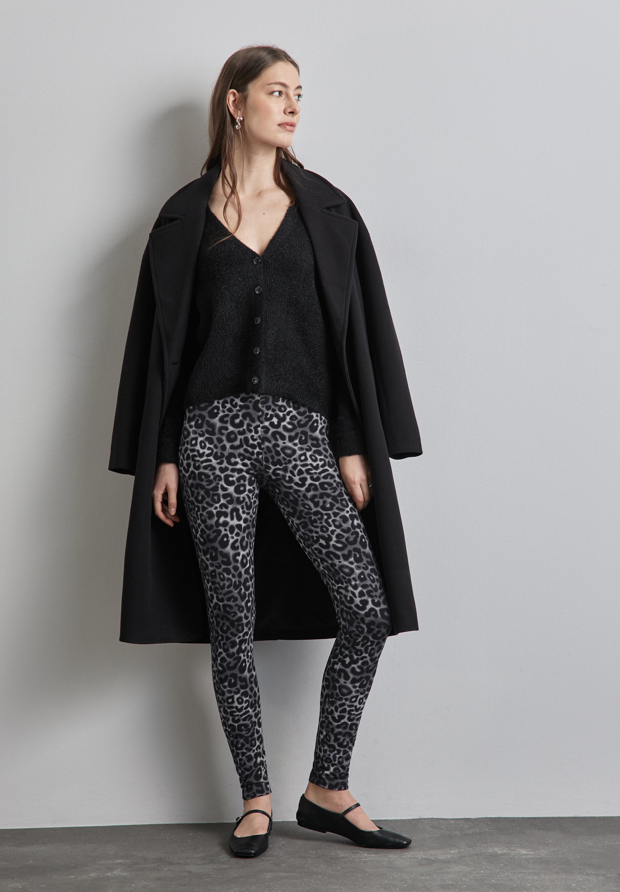 Street One Leggings Damen Leo-Print Elastischer Baumwollmix