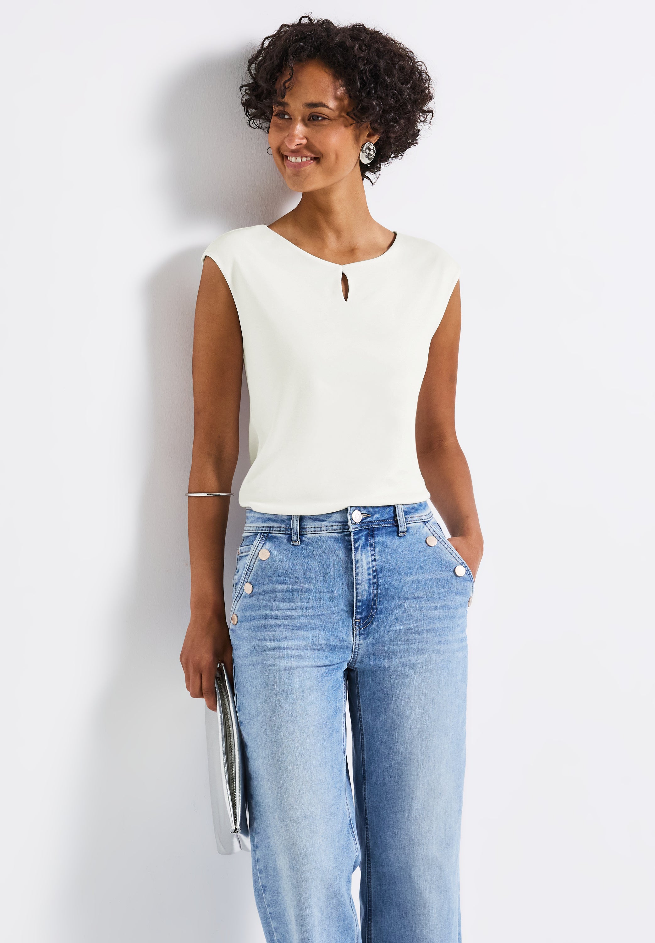 Street One ärmelloses Shirt Damen moderner Rundhalsausschnitt